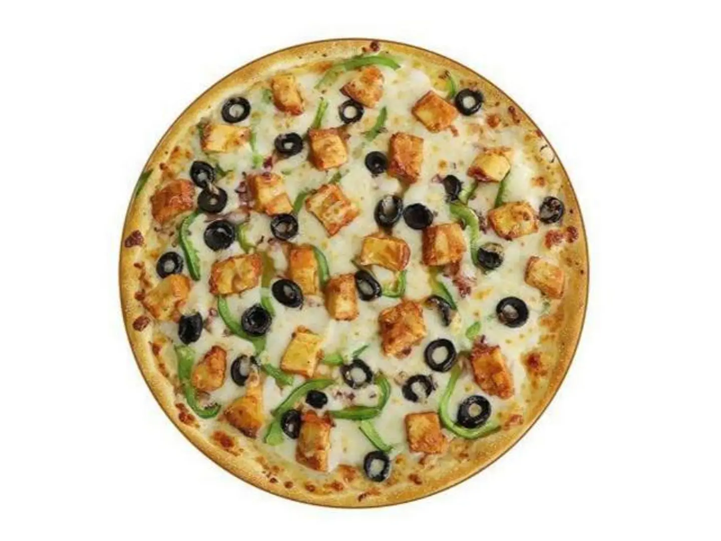Chicken Pizza With Liquid Cheese And Vegetables