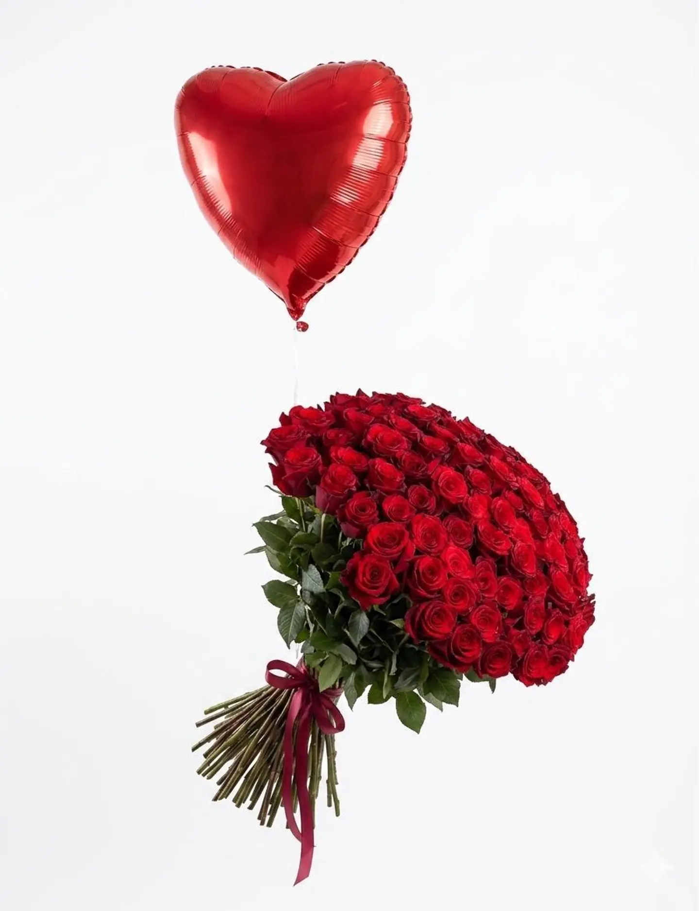 Red Rose Bouquet With Balloon Heart
