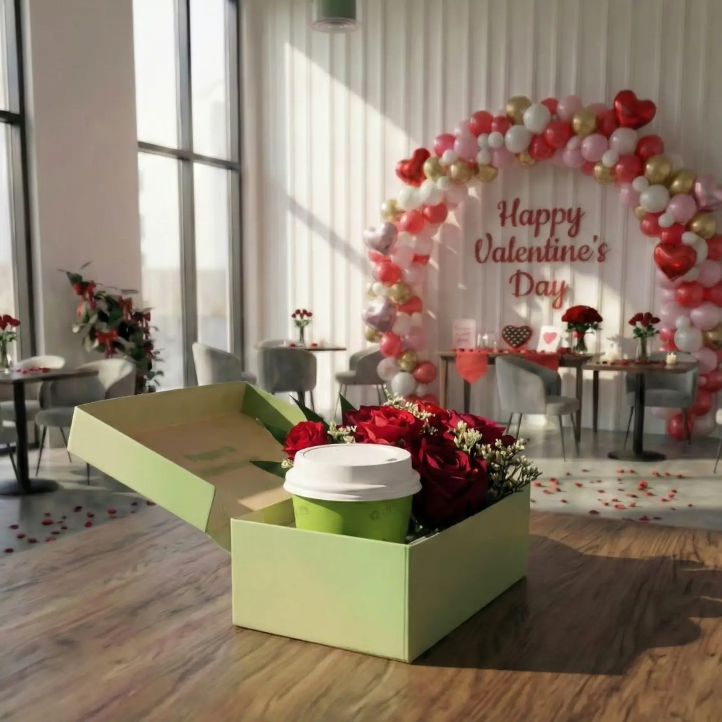 Valentine's Box ( Coffee & Flowers ) Small