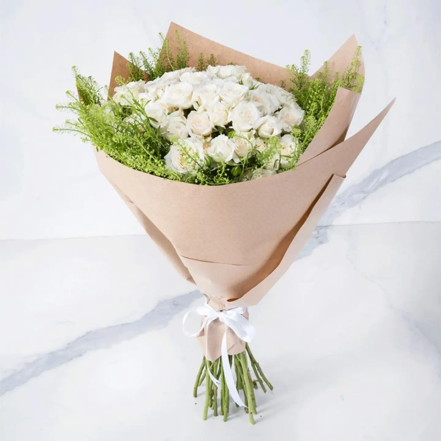 Royal Bouquet Of White Flowers With Vegetables