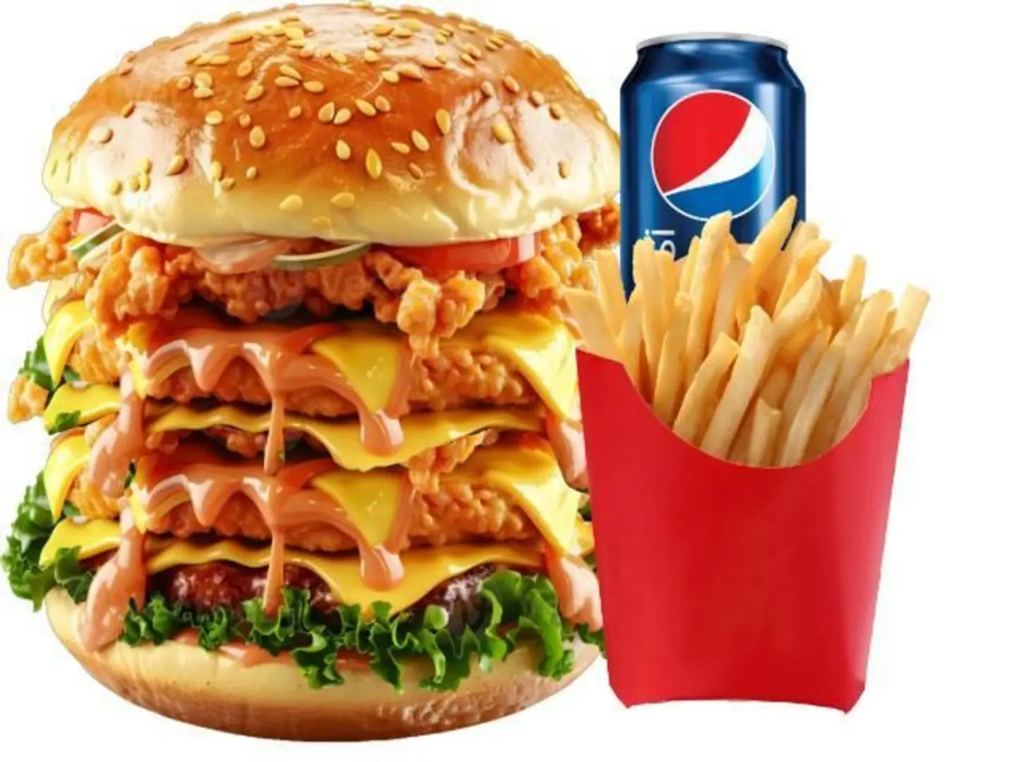 وجبة دبل برجر دجاج بالجبن