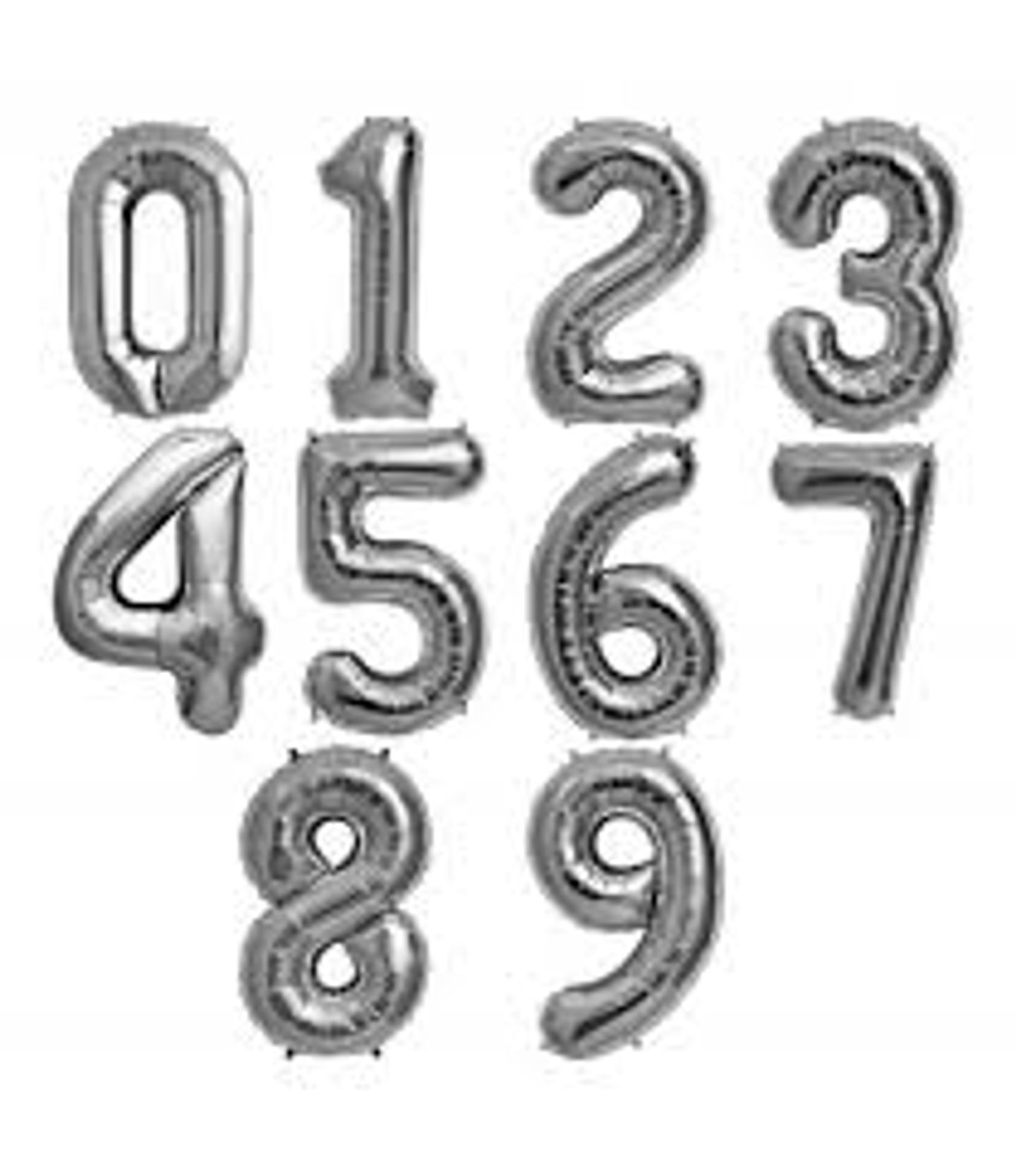 Silver Numbers Helium Balloon
