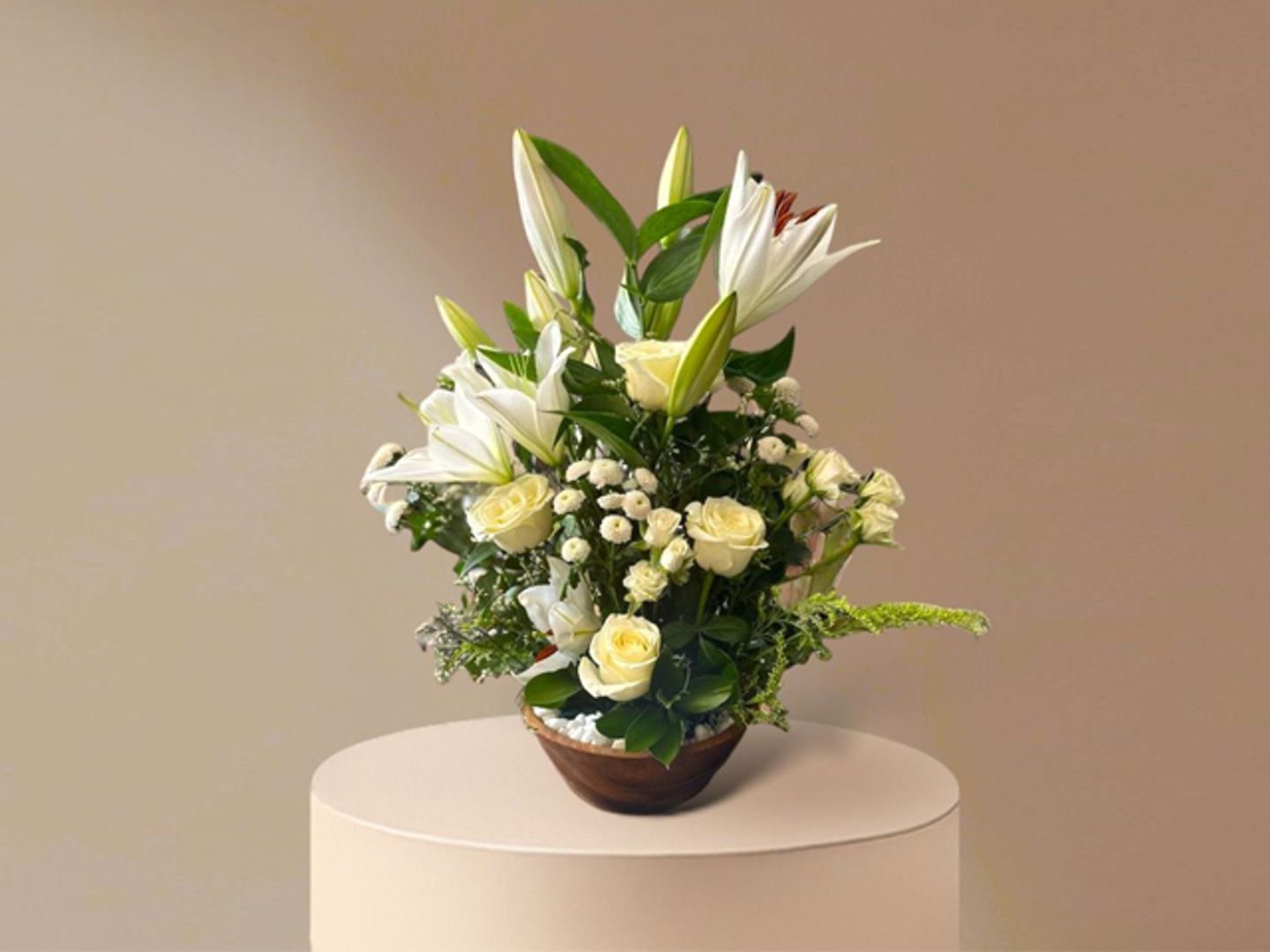 Wooden Base With Roses