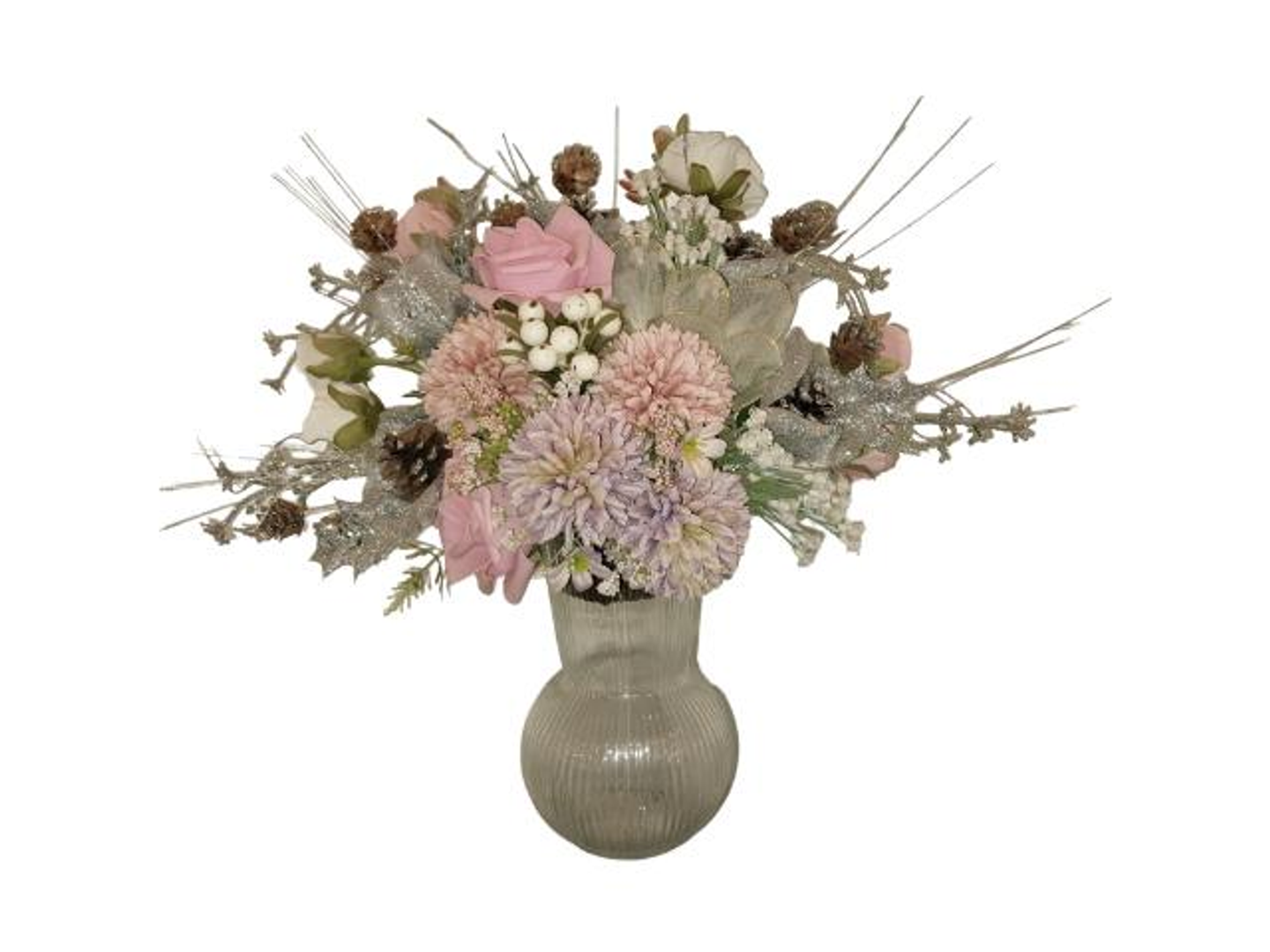 فازة ثلجي مع ورد صناعي