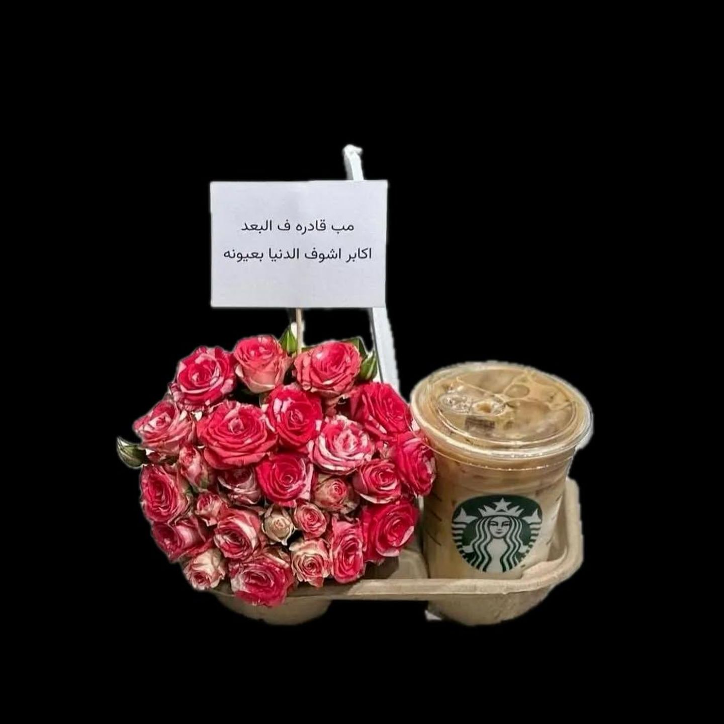 ورد بيبي روز وردي مع قهوة ستاربكس