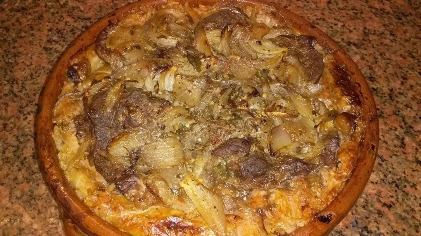 وجبة طاجن محشي كرنب باللحم البتلو مع ارز وشوربة