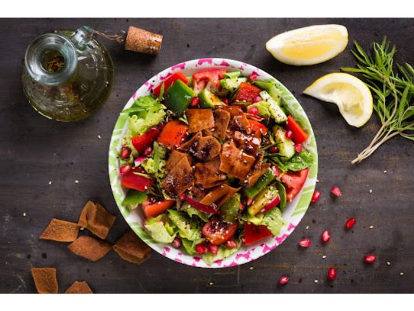 Fattoush With Pomegranate Molasses