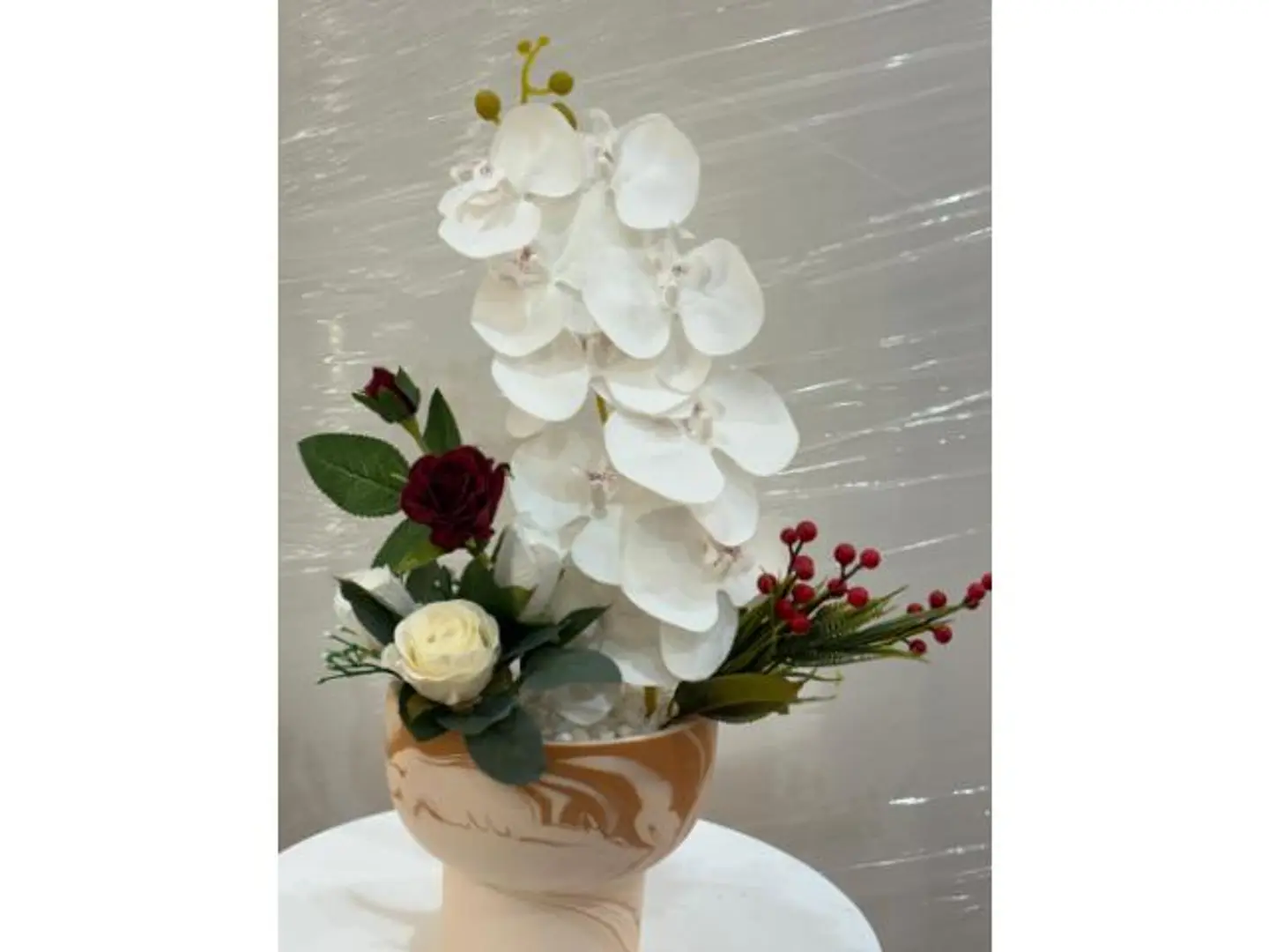 فازة فخار ورد ابيض