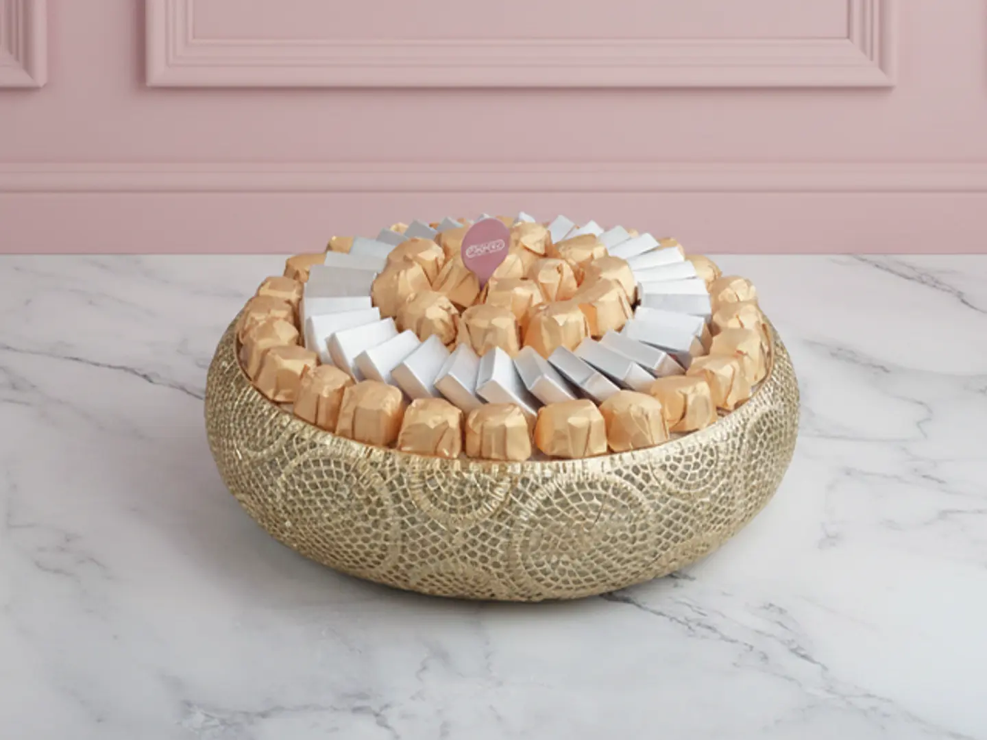 Medium Circular Golden "Eid Mubarak" Tray A2