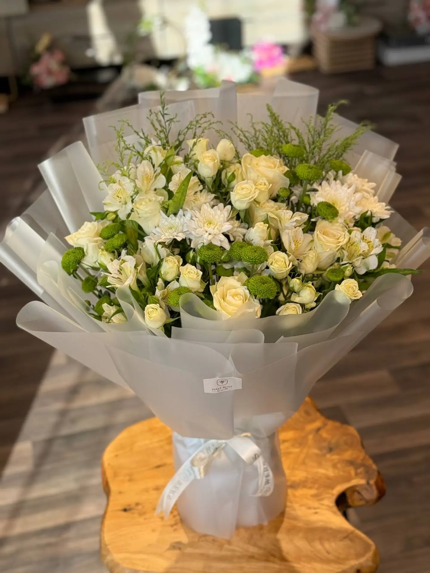 Standing White Roses Bouquet