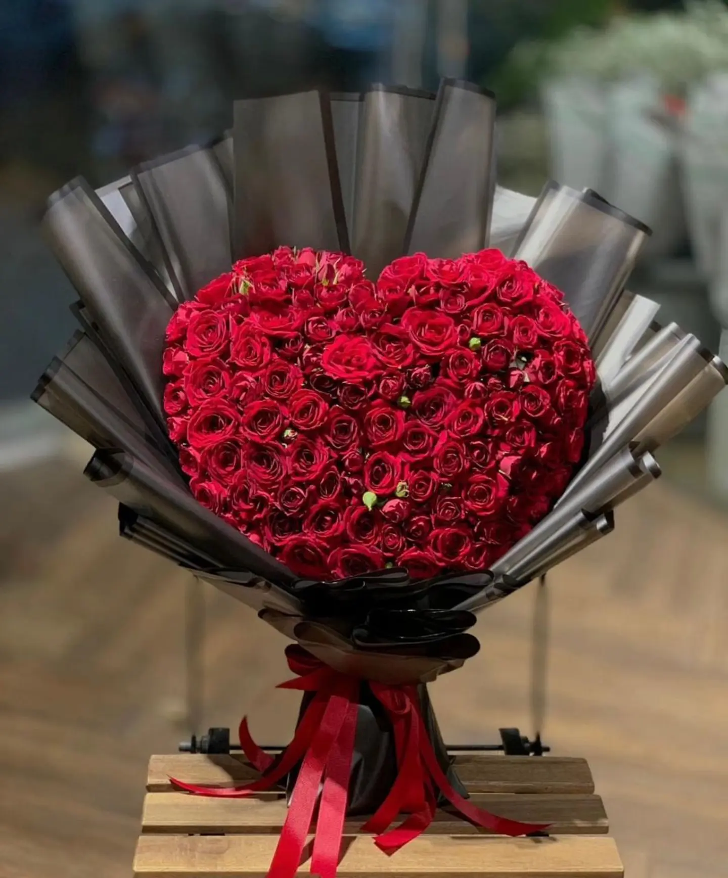 بوكيه بيبي روز على شكل قلب