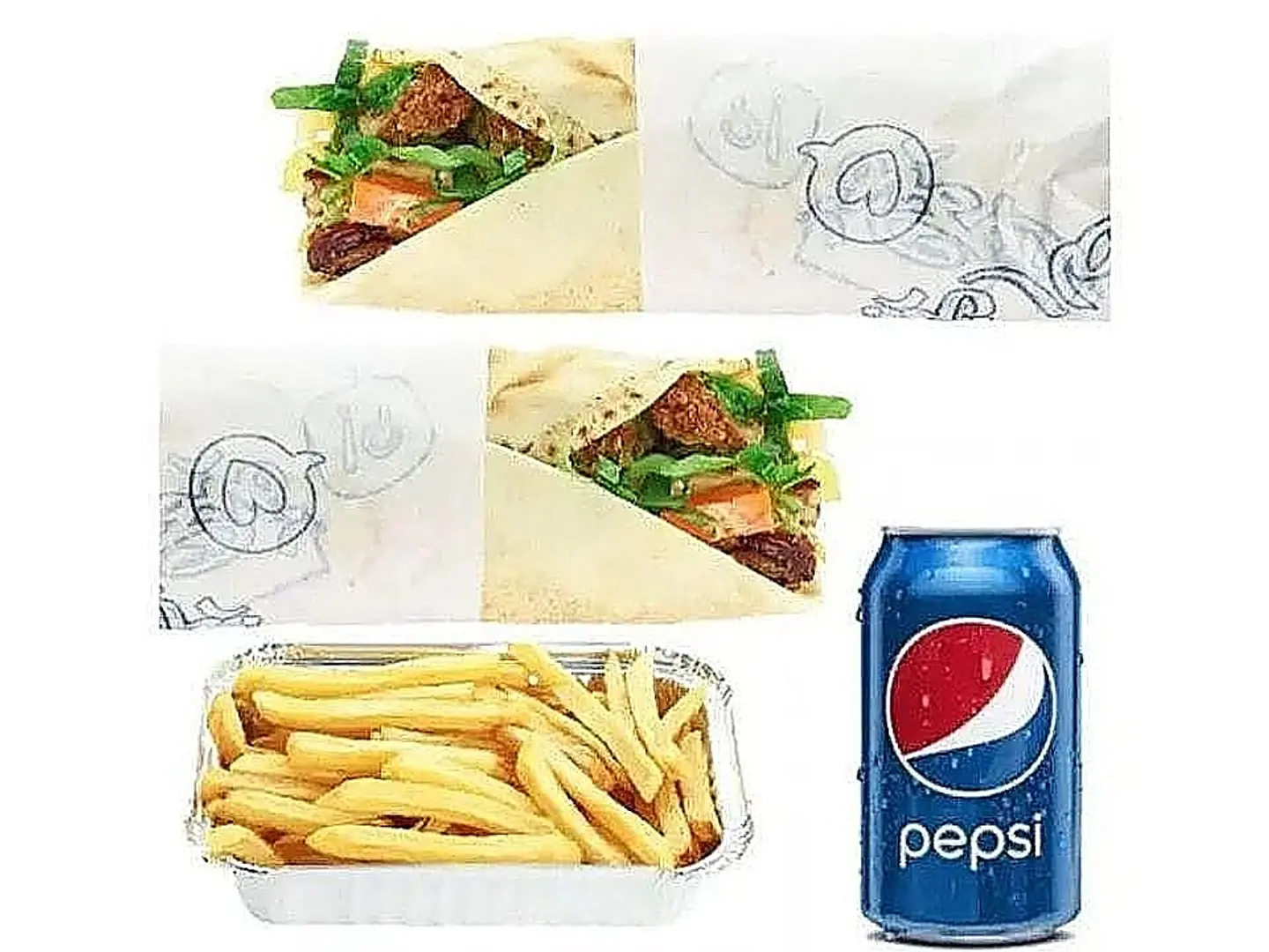 الكومبو الثنائي 2 ساندوتش طعمية 1 بطاطا كبير 1 مشروب