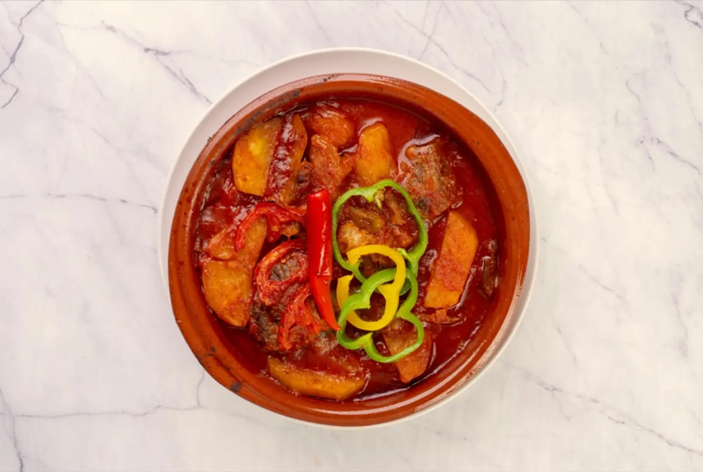 فيليه طاجن بالبطاطس ايدام احمر