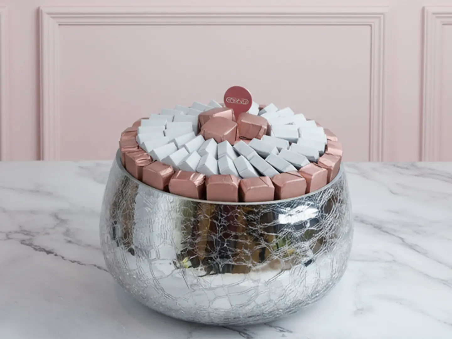 Silver Glass "Eid Mubarak" Chocolate Tray Medium C2