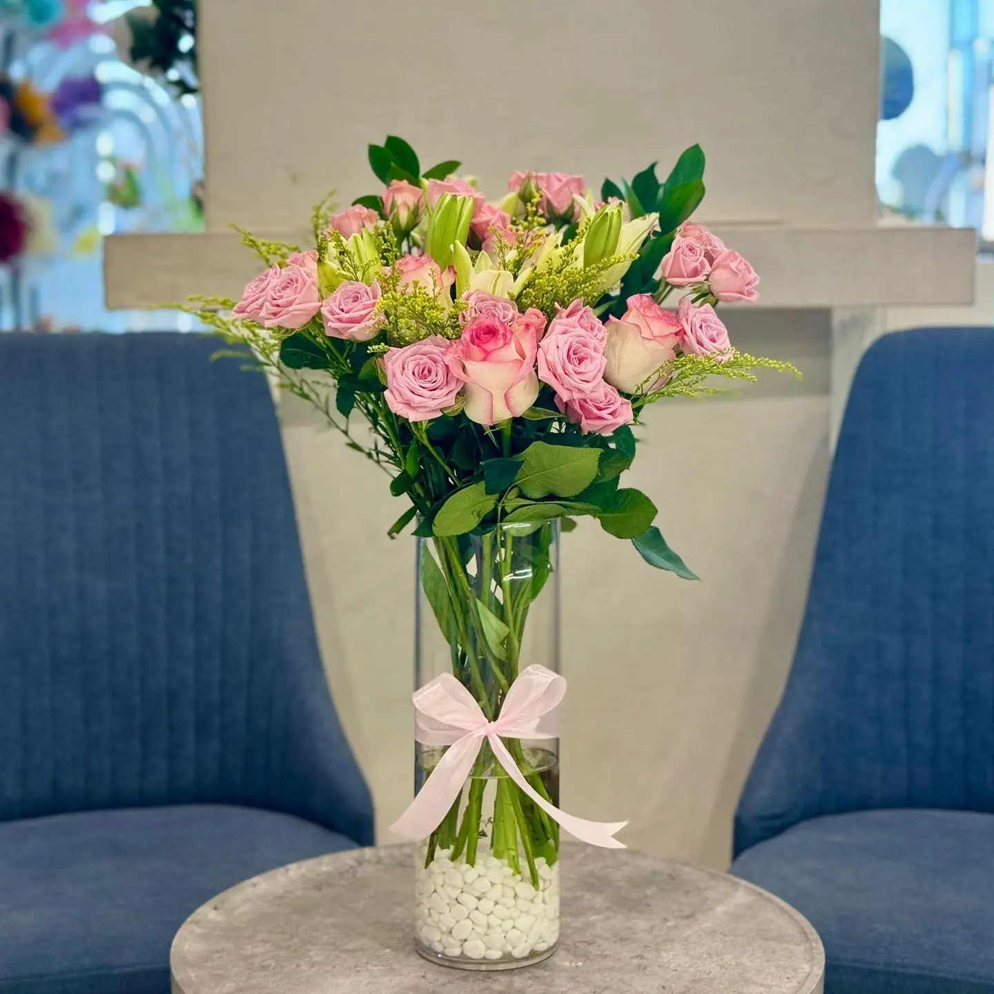 فازة شفاف ورد طبيعي 8