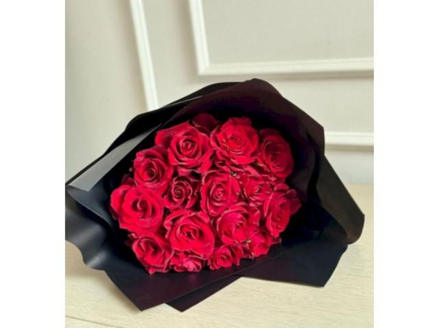 Red Rose Bouquet With Black Packaging