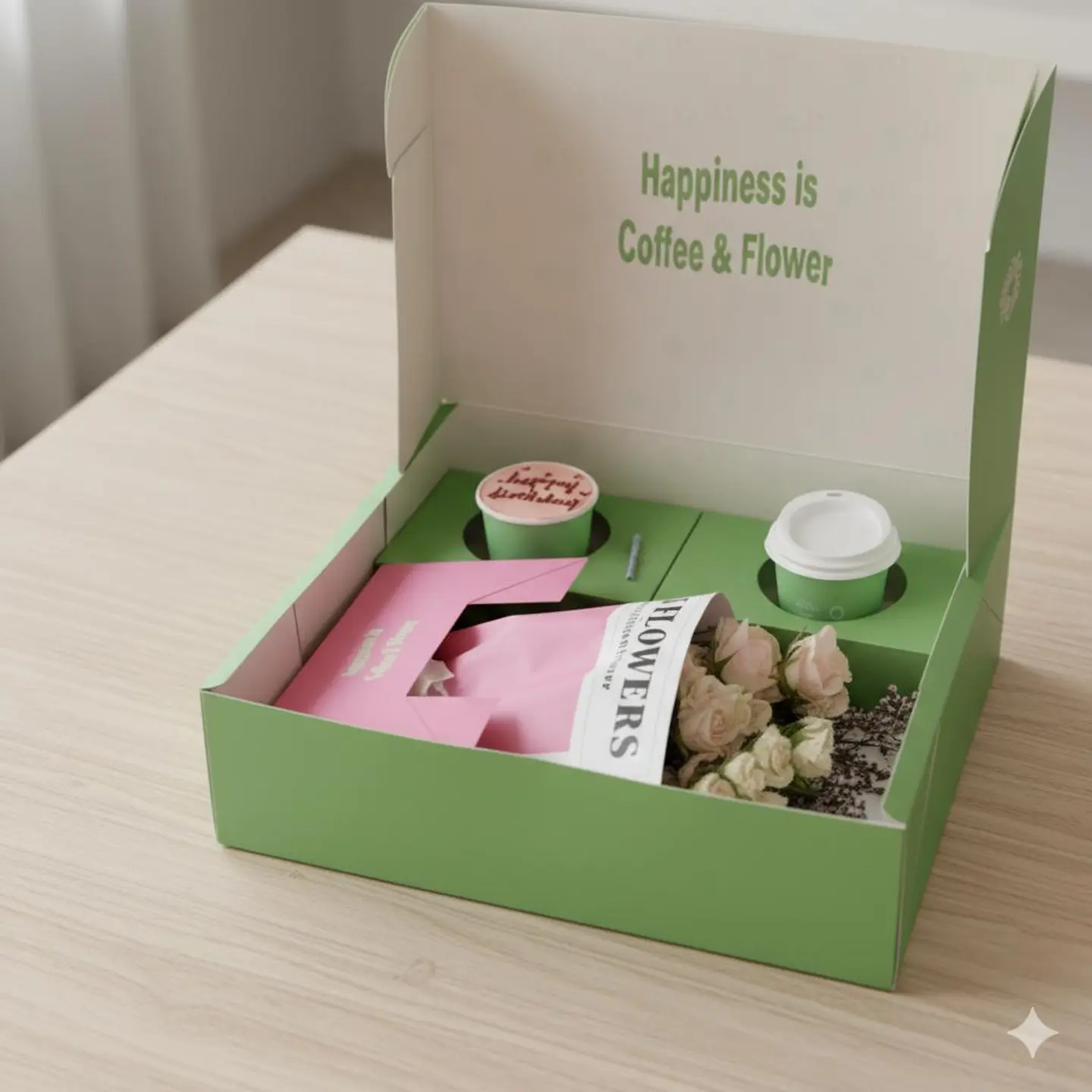 بوكس السعادة كبير ٢ (قهوة & كيك كب)