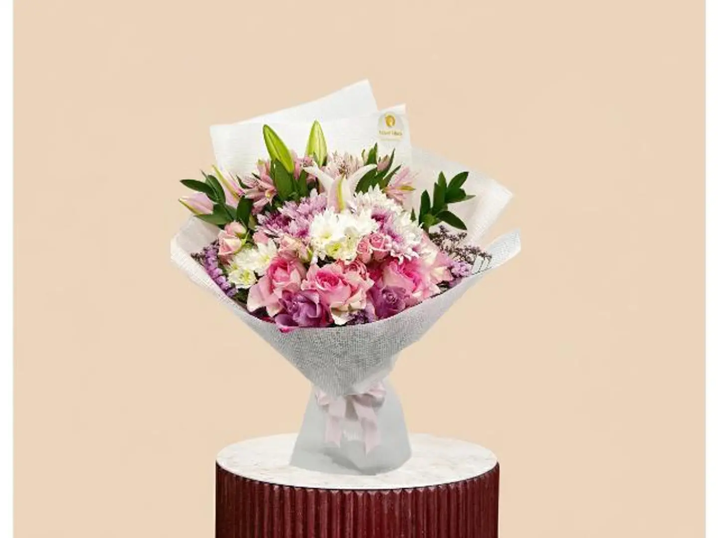 Casablanca & Colorful Roses With Alstroemeria Bouquet