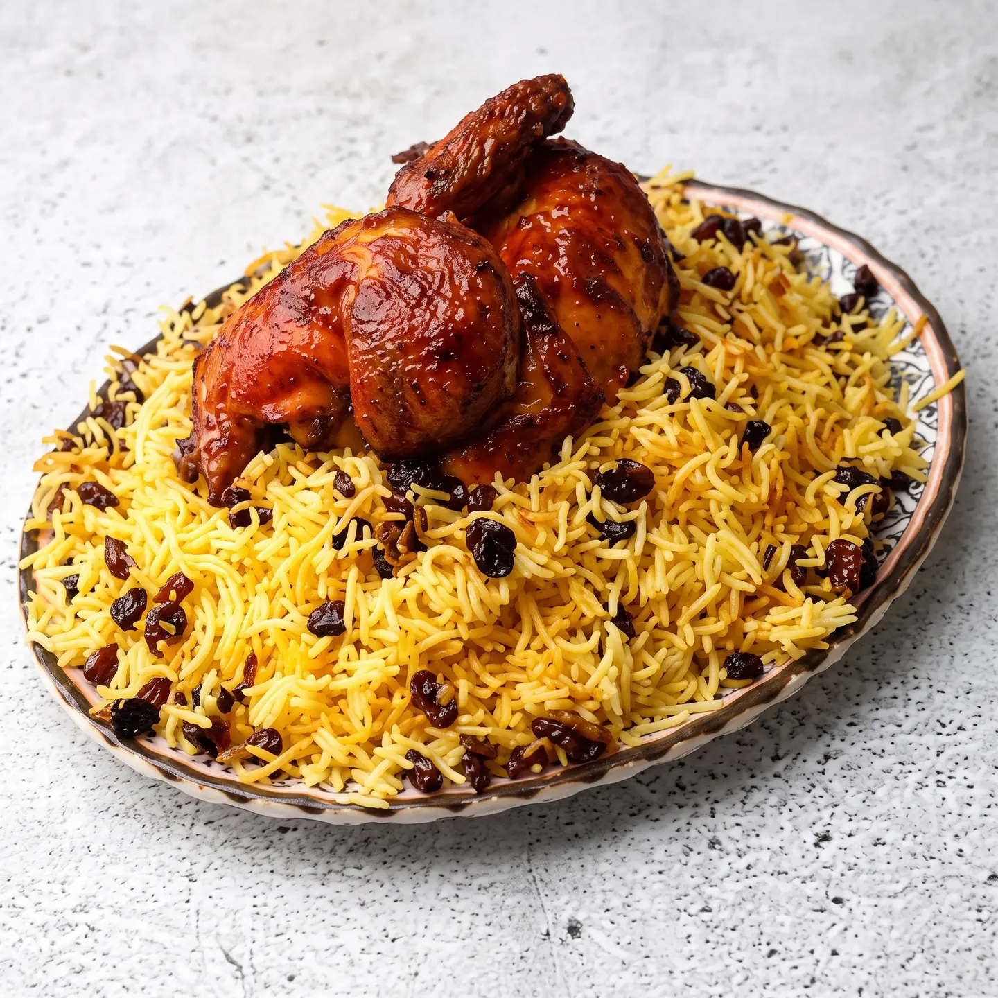 دجاج شواية مع رز بخاري - نص حبة دجاج