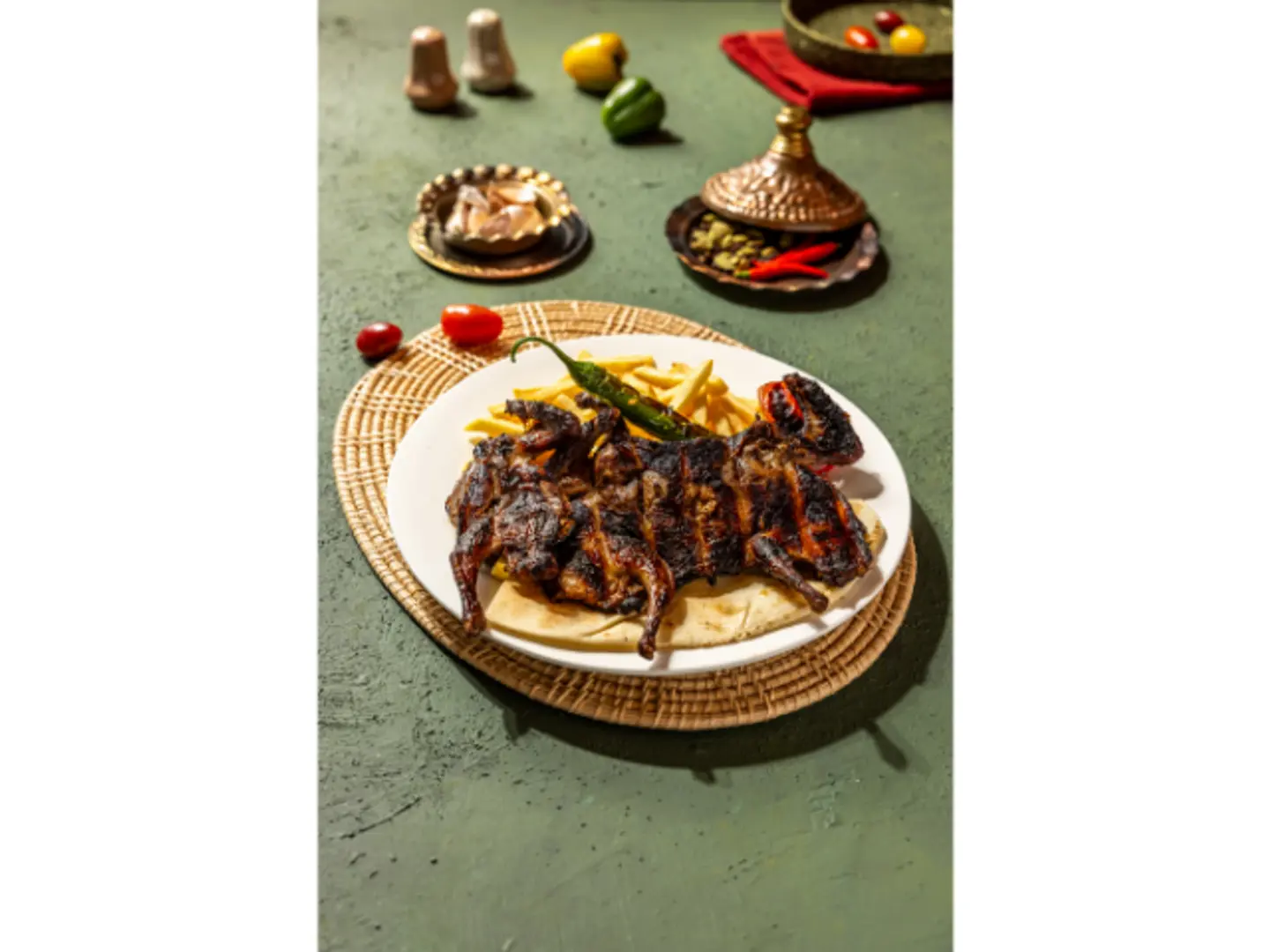 Grilled Pigeon Served With French Fries