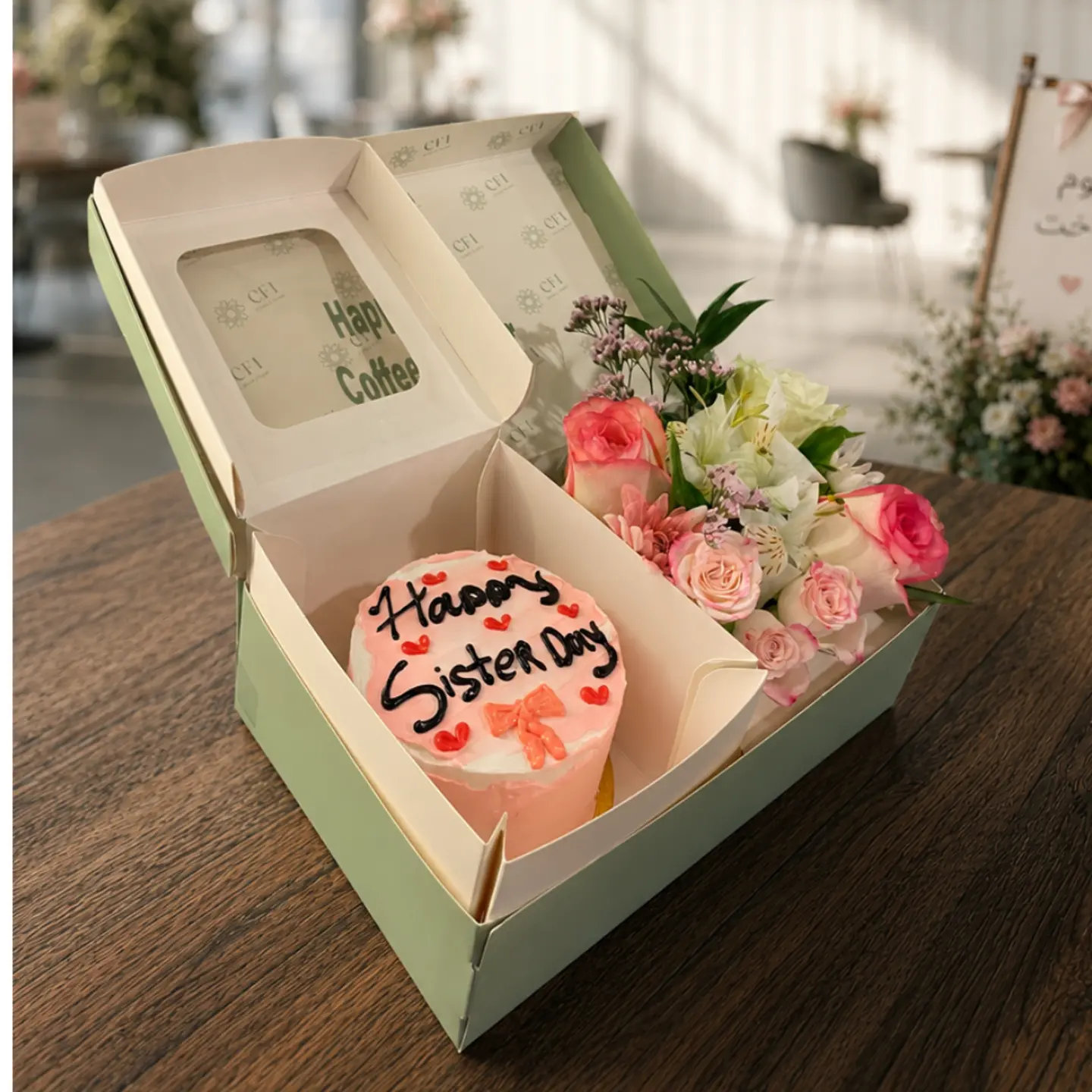 Sister’s Day Box Bento Cake & Flowers