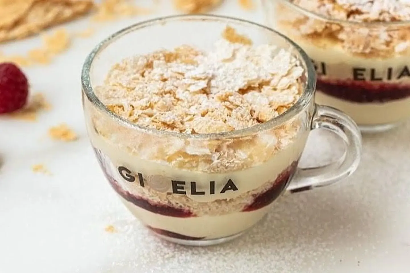 Large Cup Of Semifredo Millefeuille With Berries