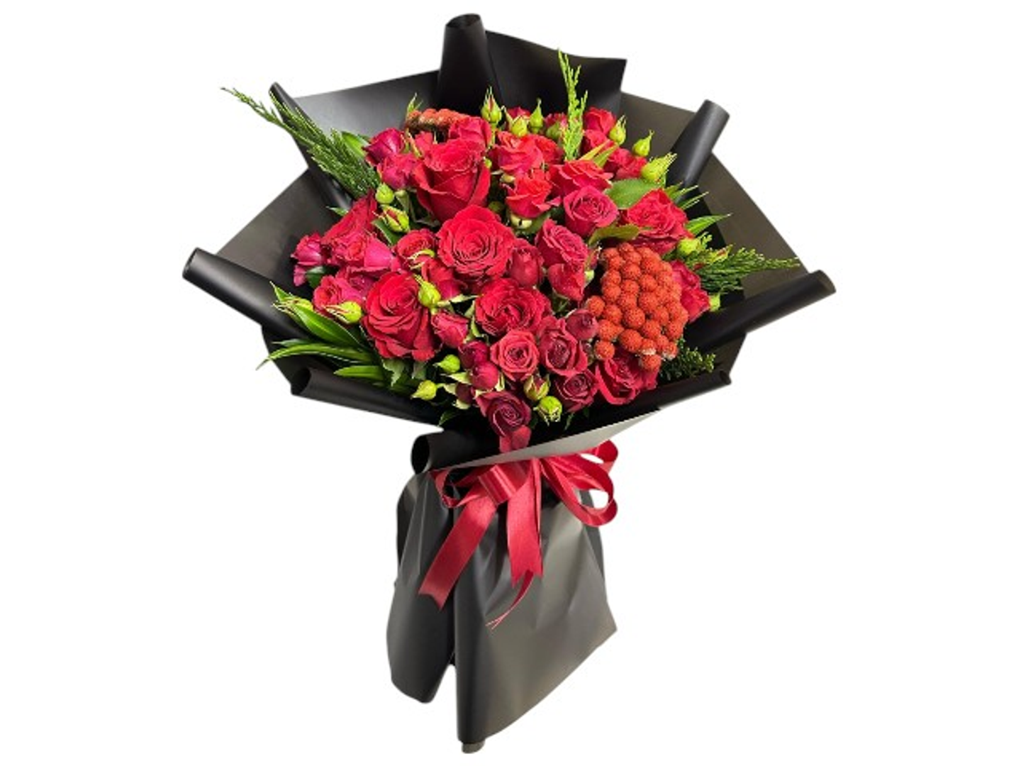 2017 Hand Bouquet Of Mixed Red Baby And Red Roses With Accessories