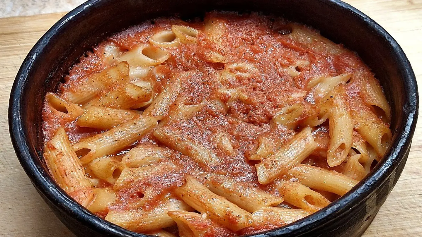 A Tray Of Plain Red Pasta