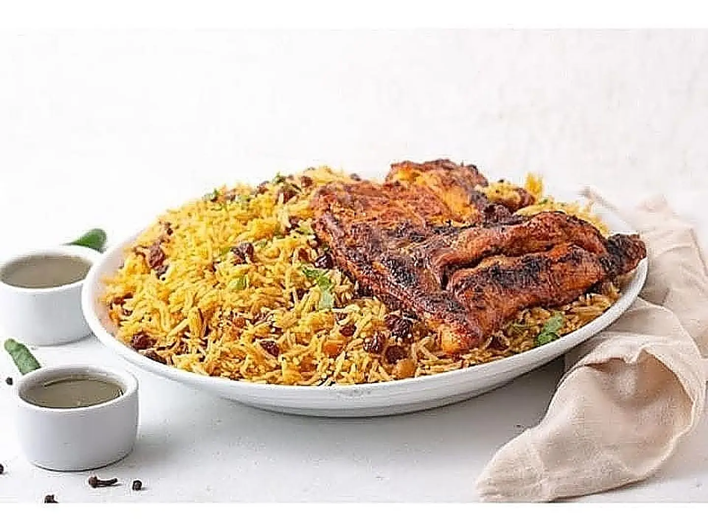 Half A Charcoaled Chicken With Rice