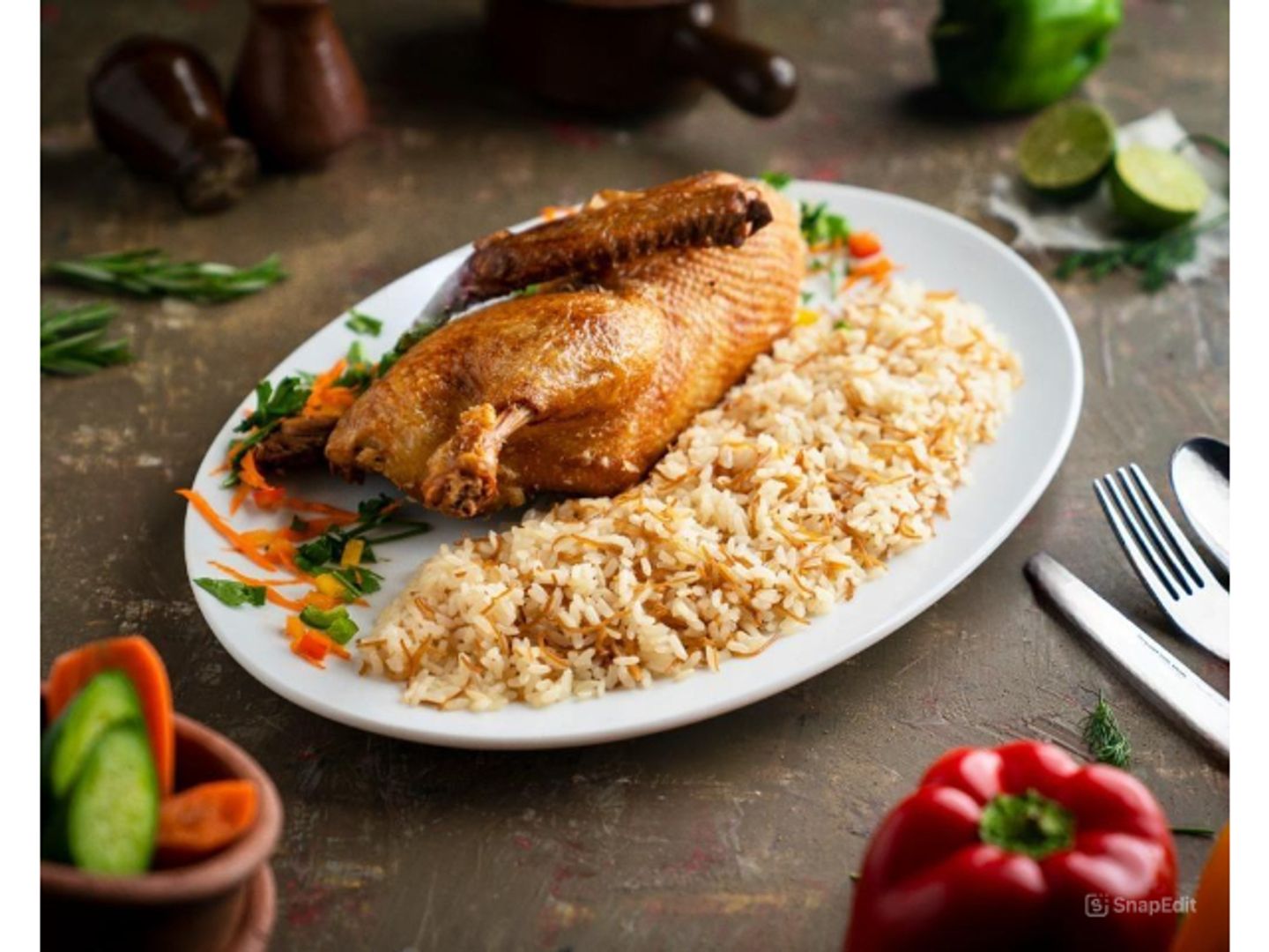 ربع بط+رز+خضار
