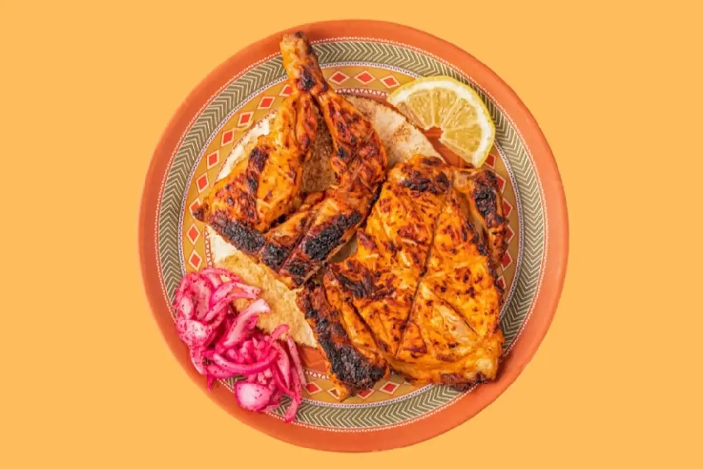 Half A Grilled Chicken With Bread