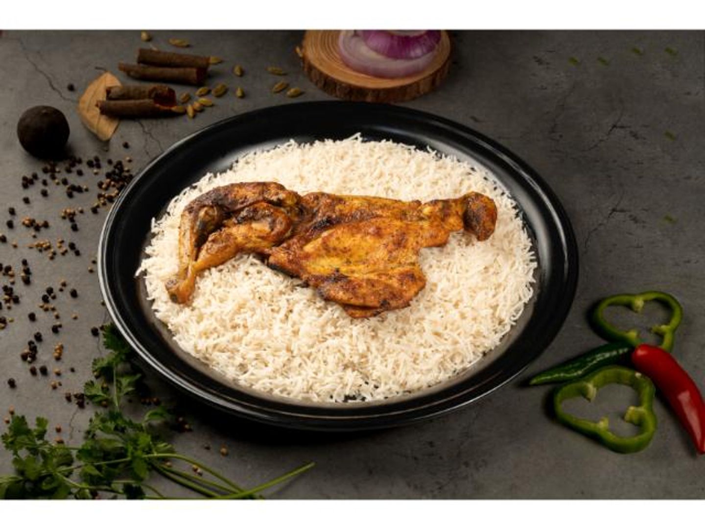ربع دجاج فرن مع رز
