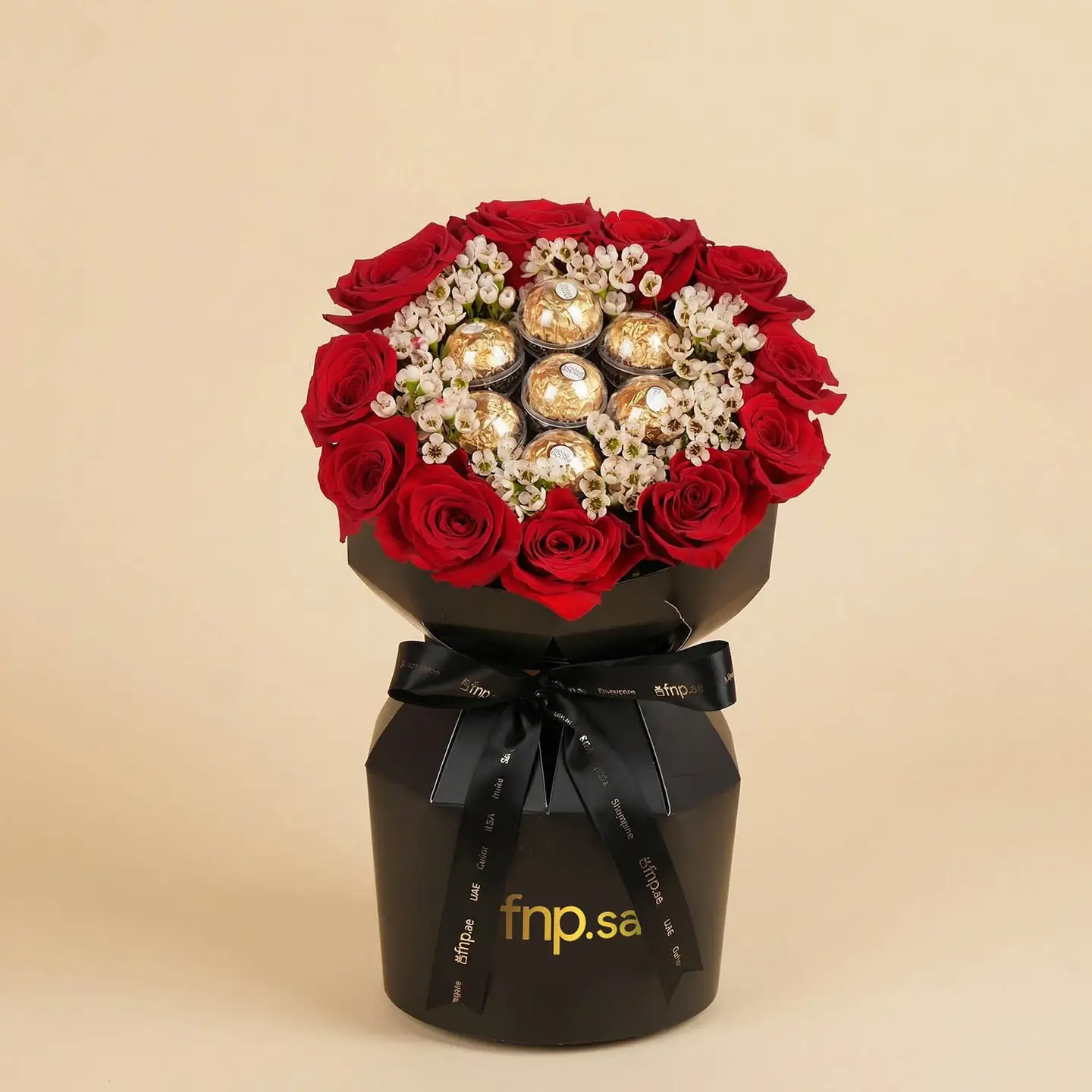 Ferrero Bouquet With Red Roses