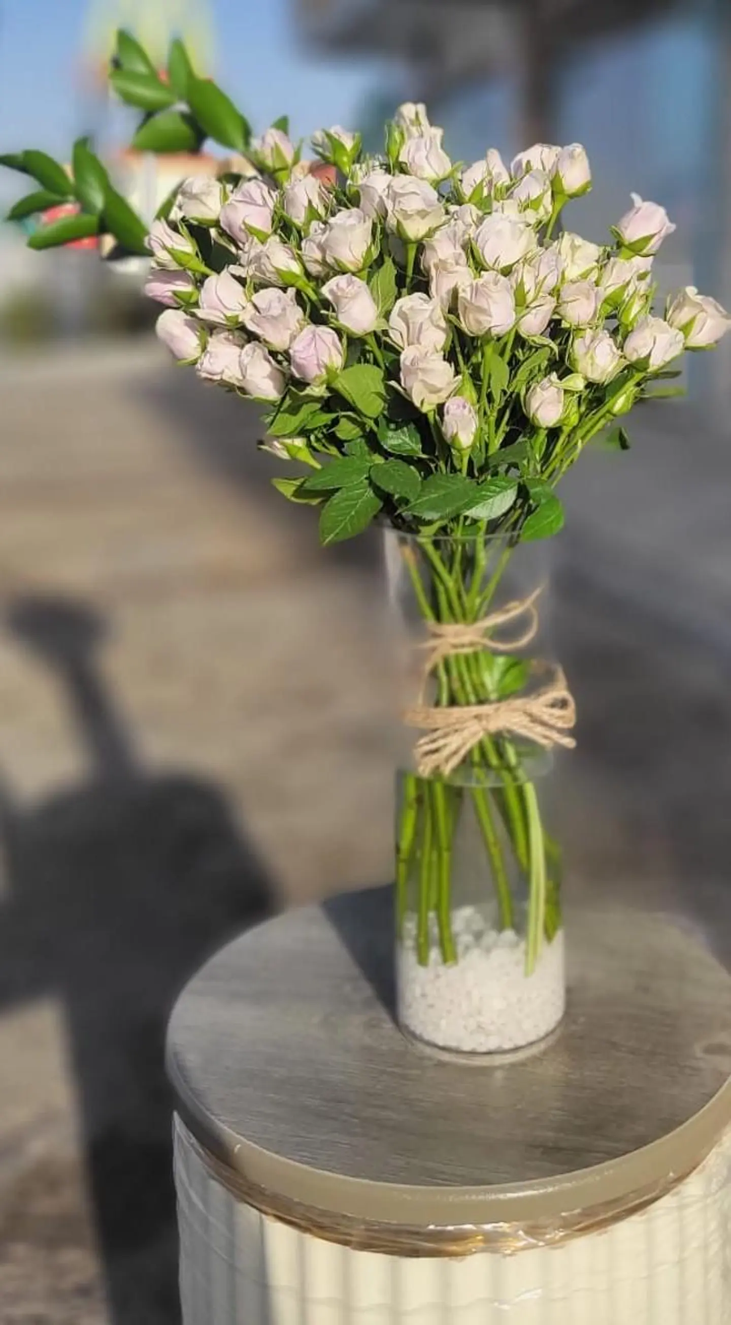 Violet Baby Roses Vase