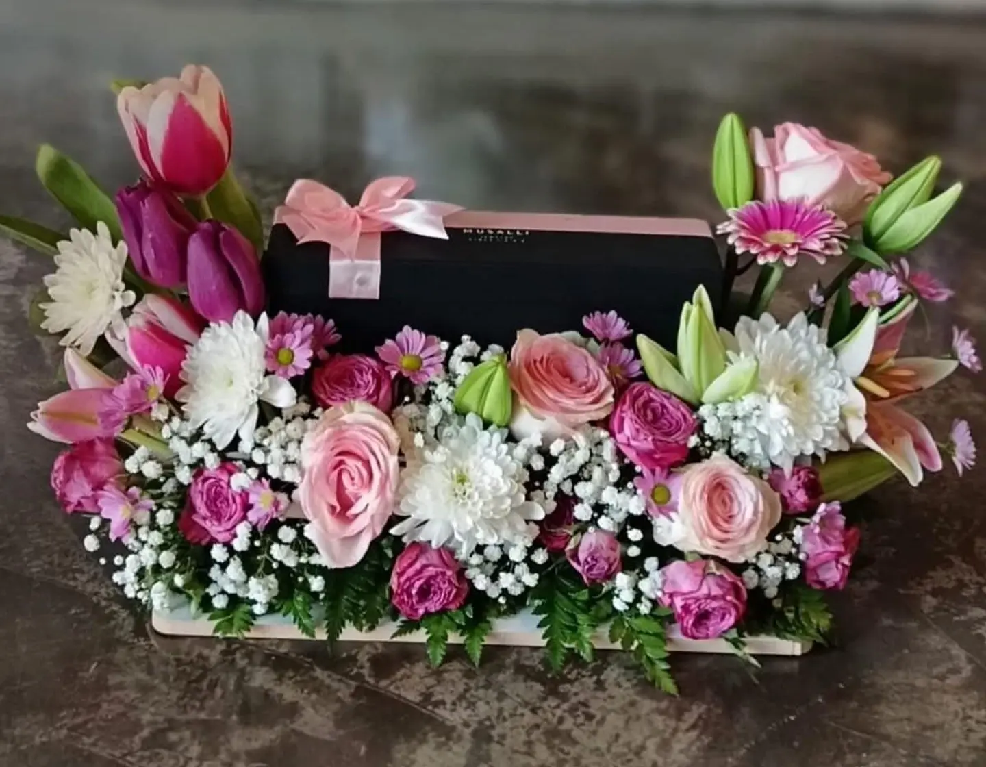 Pink And Lily Bouquet In Box