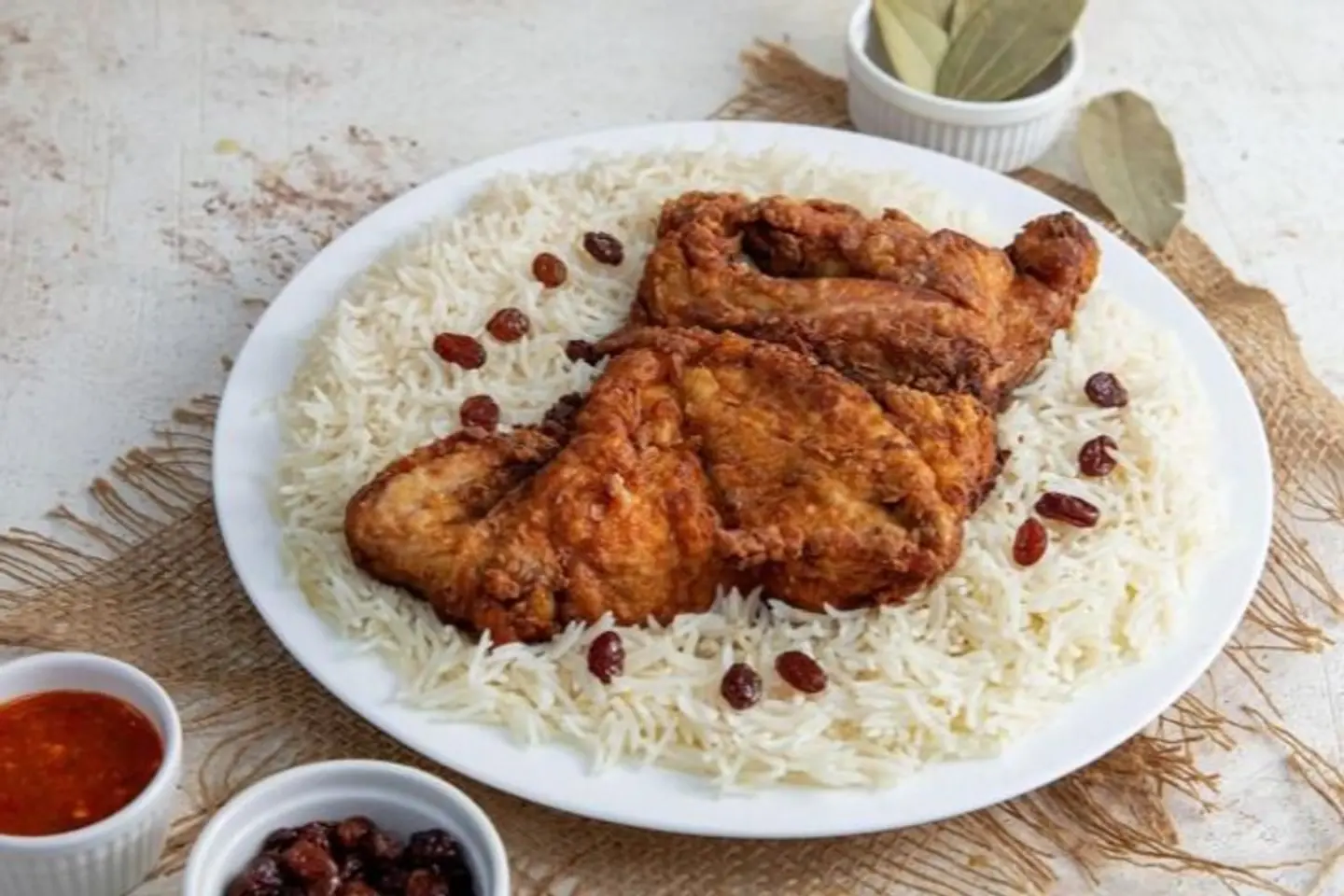 حبة دجاج مقلي مع الارز