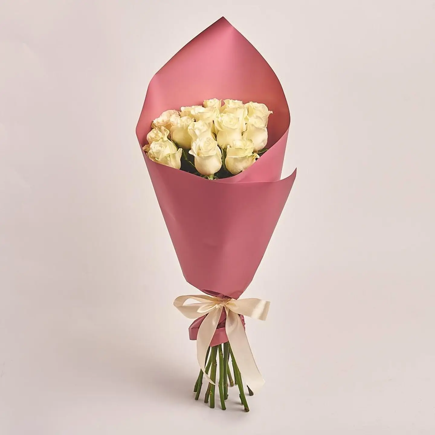 Bouquet Of 15 Roses Dark Pink Packaging