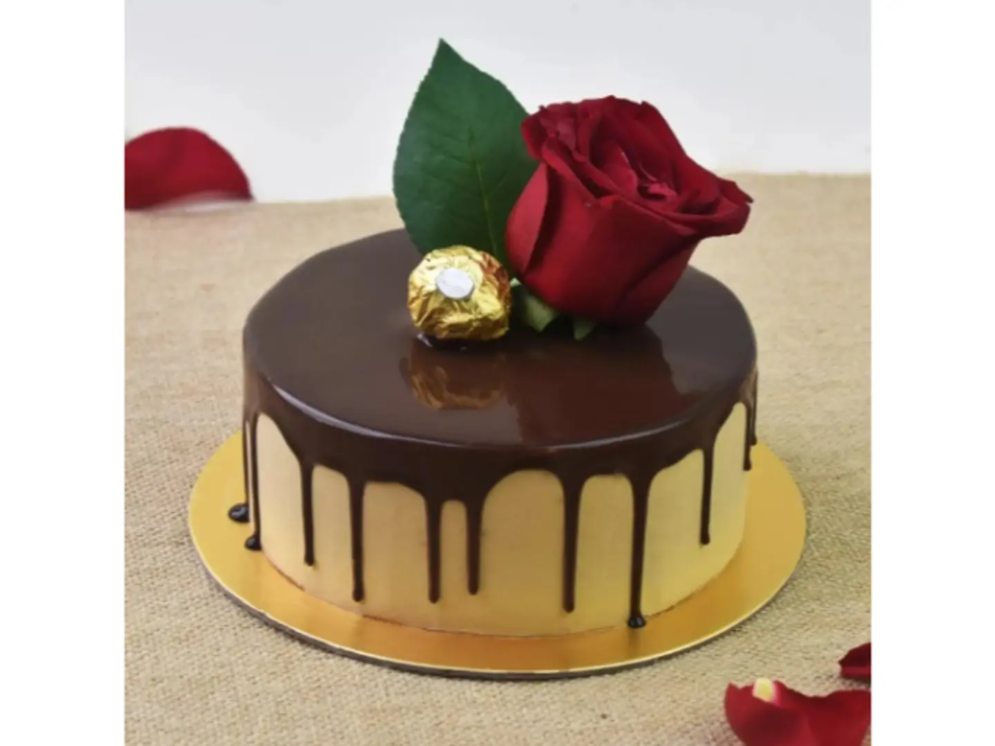 Luxury Chocolate Delight Cake With Red Flower