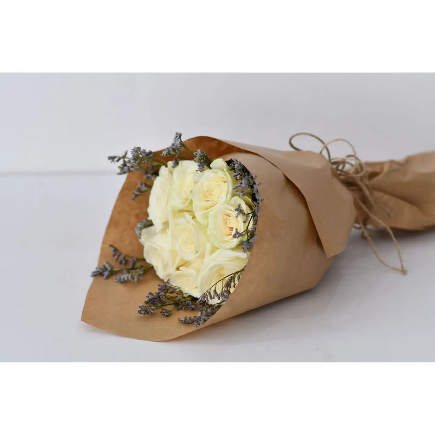 White Rose Bouquet With Lavender