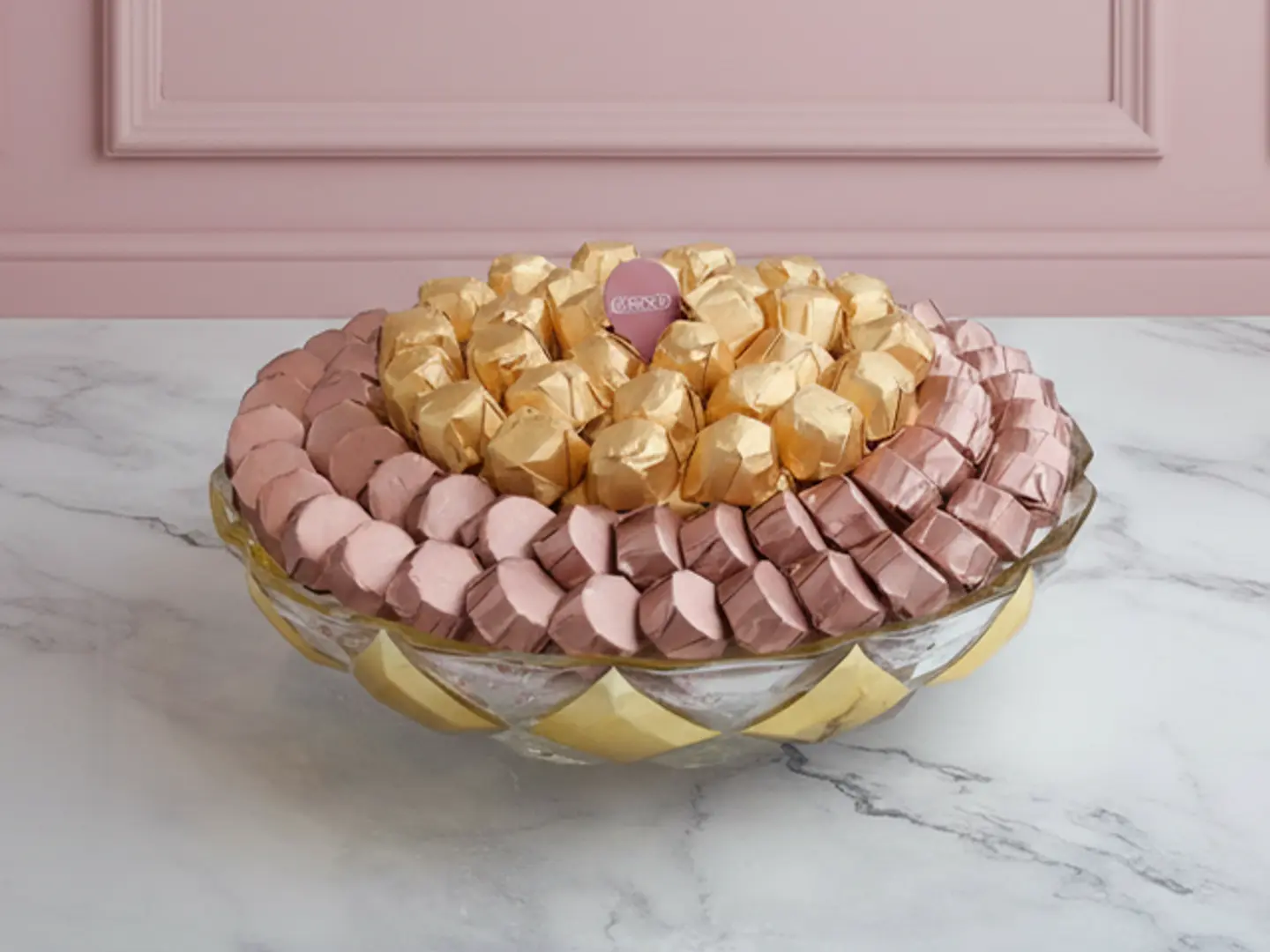 Gold & Plain Glass "Eid Mubarak" Chocolate Tray Large E11