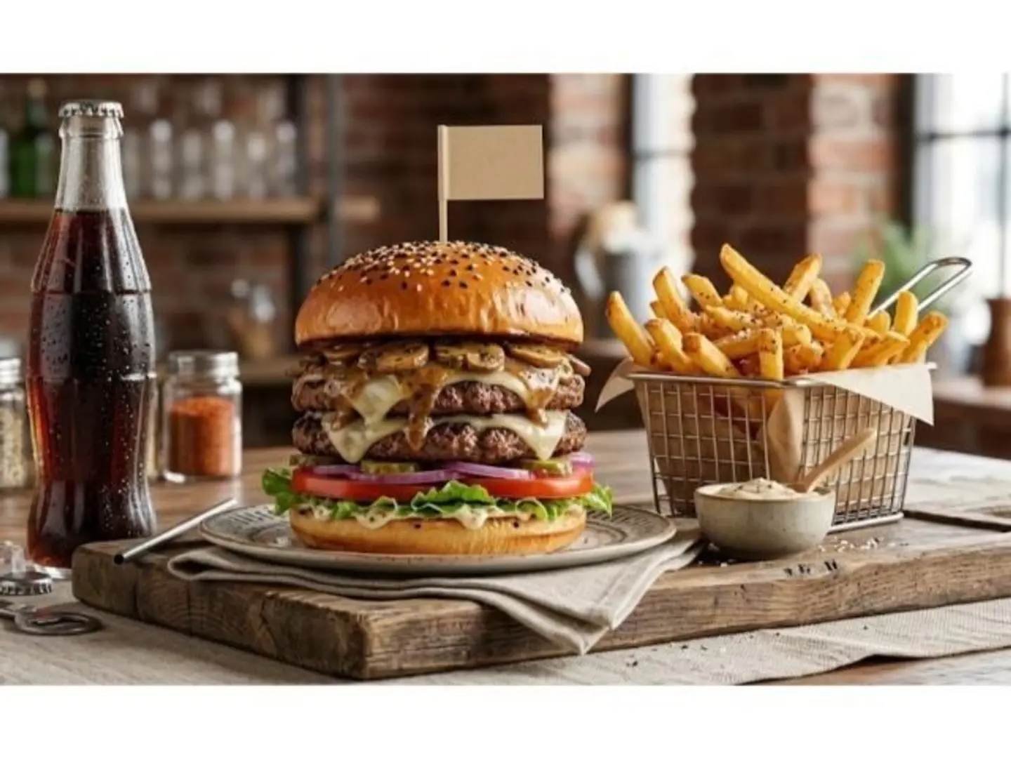 Mushroom Beef Burger Meal