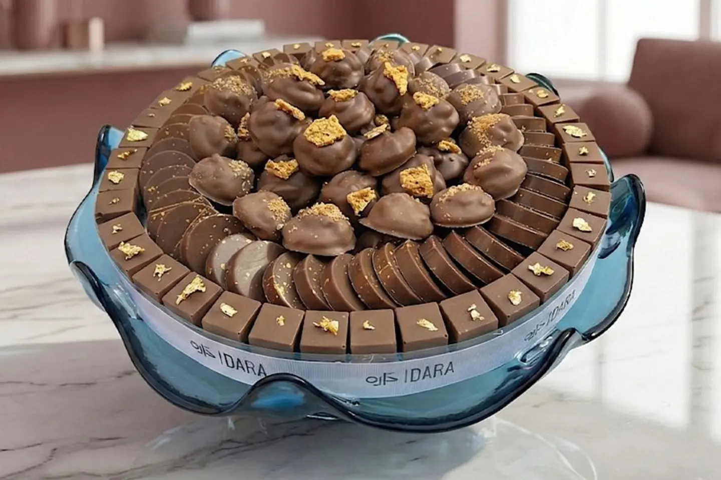 صينية شوكولا مكشوف كرستال أزرق