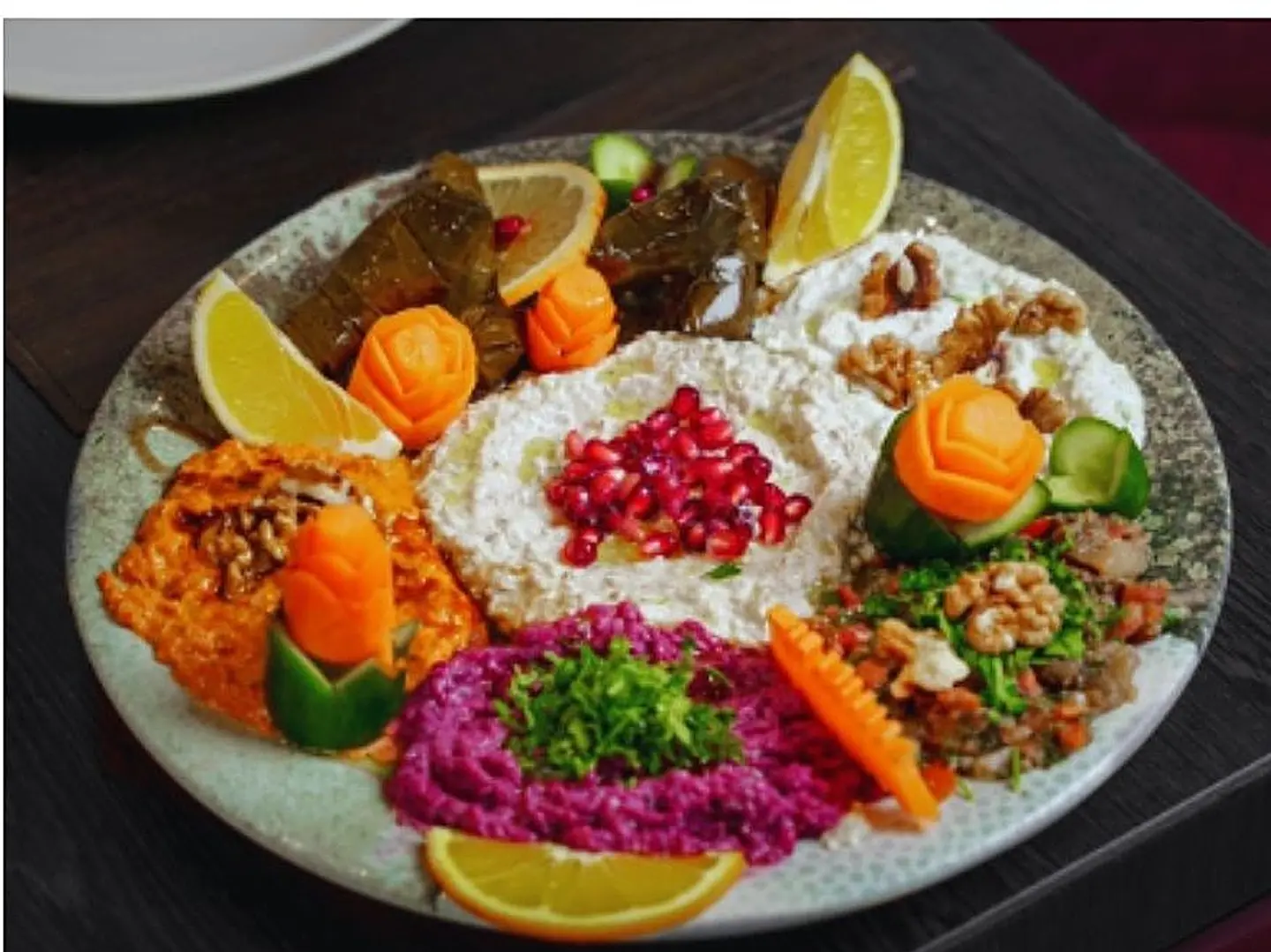 Assortment Of Oriental Appetizers With A Lebanese Flavor