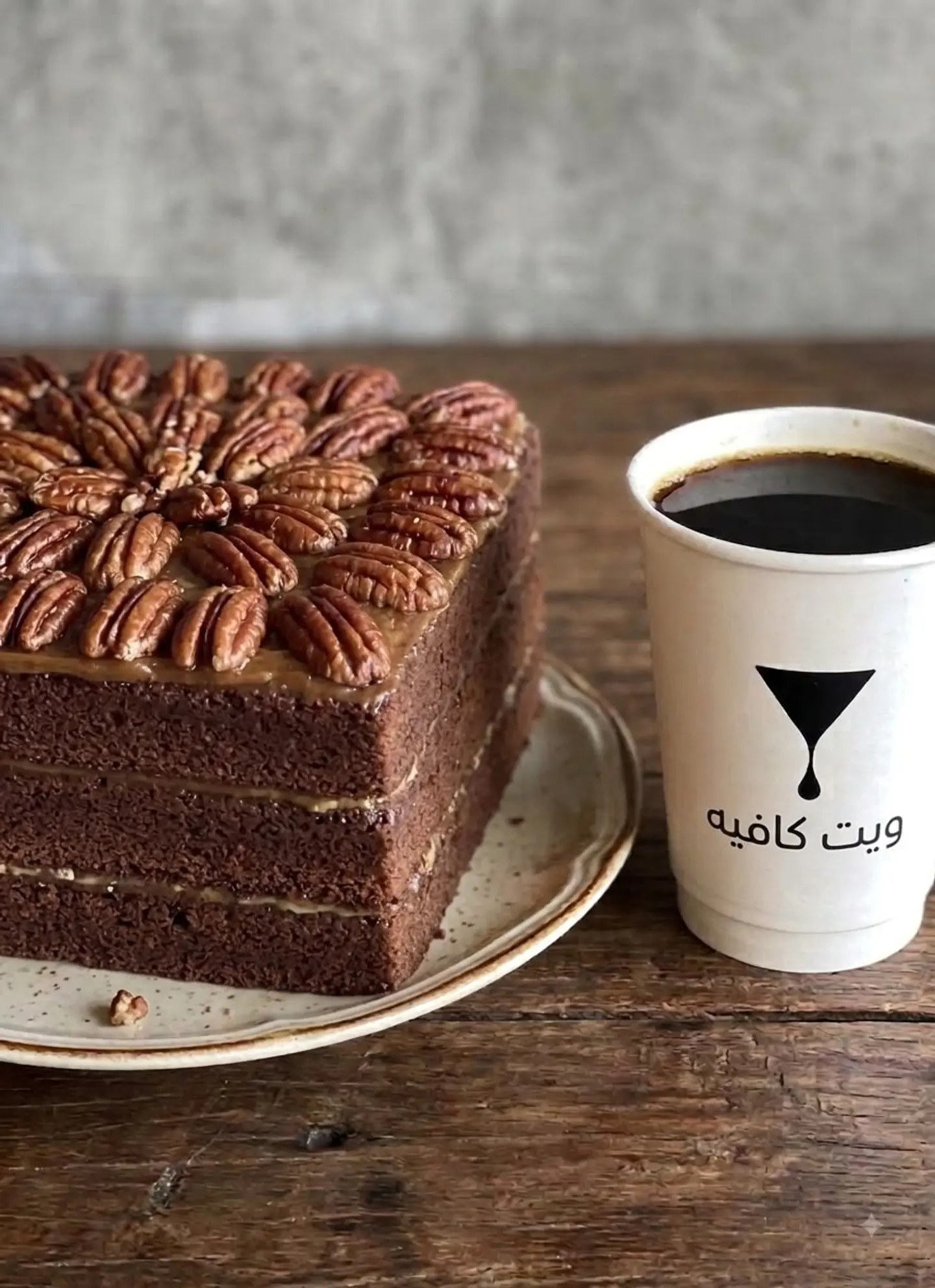 V60 Coffee With Pecan Cake