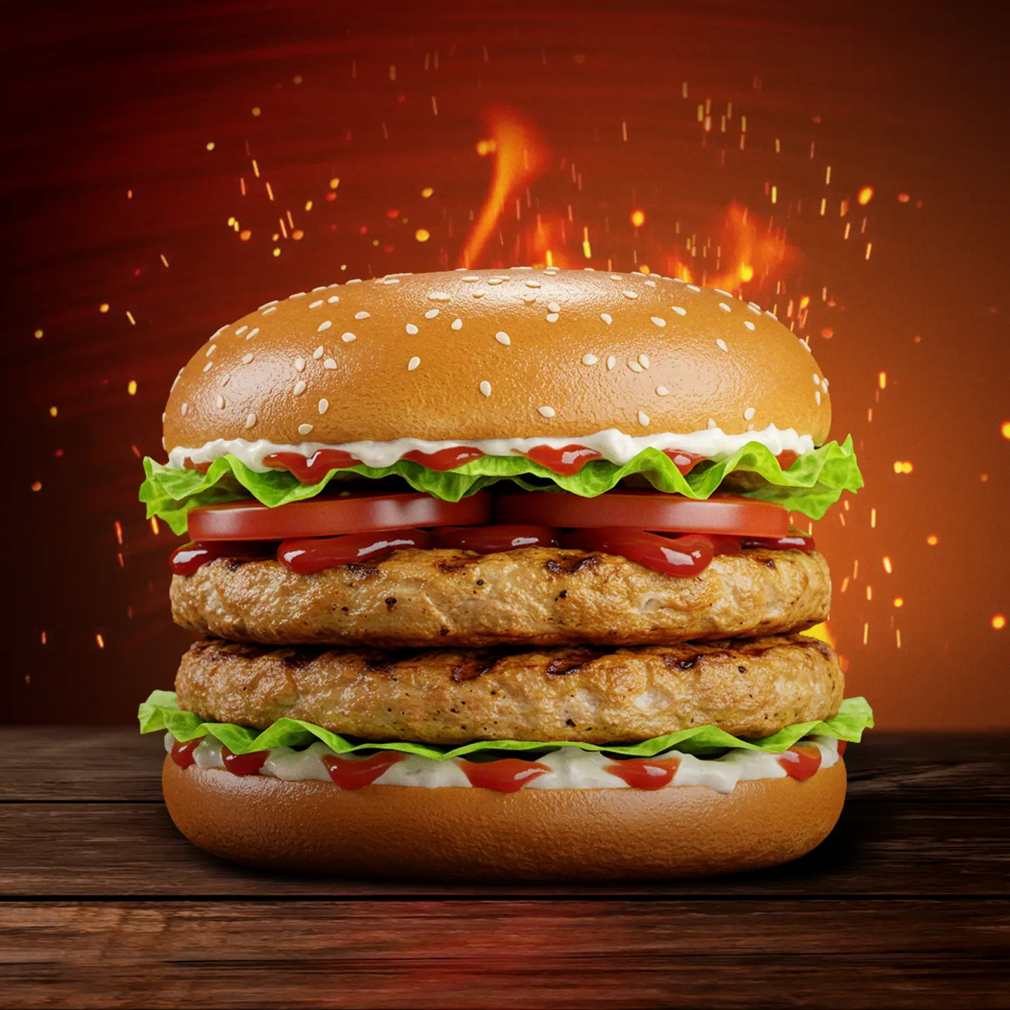 Double Chicken Burger Meal