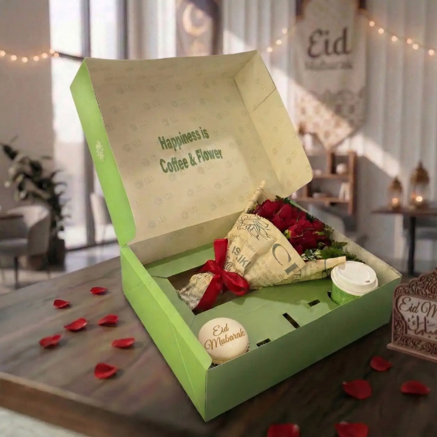 Eid Box Large Coffee & Cake Cup & Flower