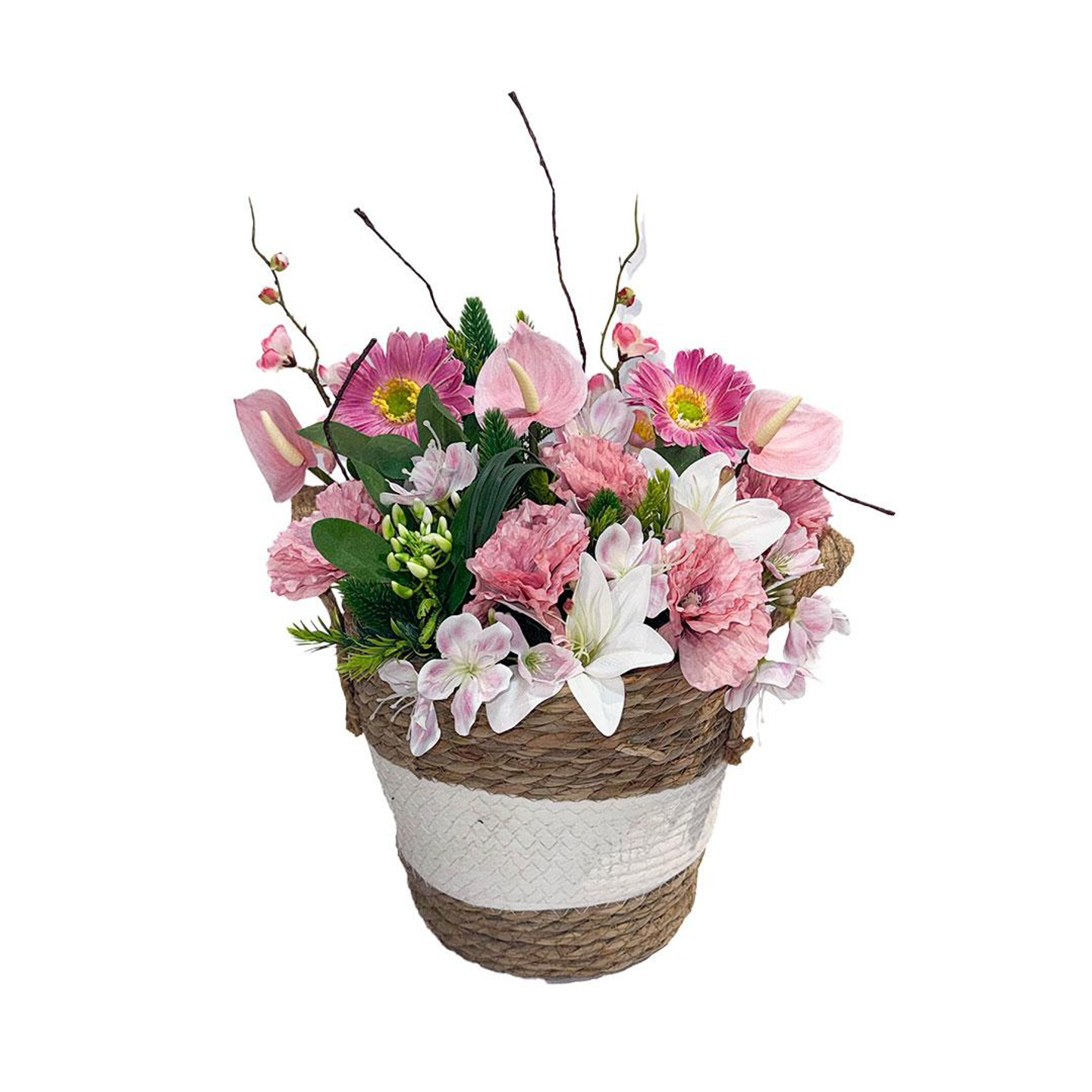 Basket With Artificial Roses 103