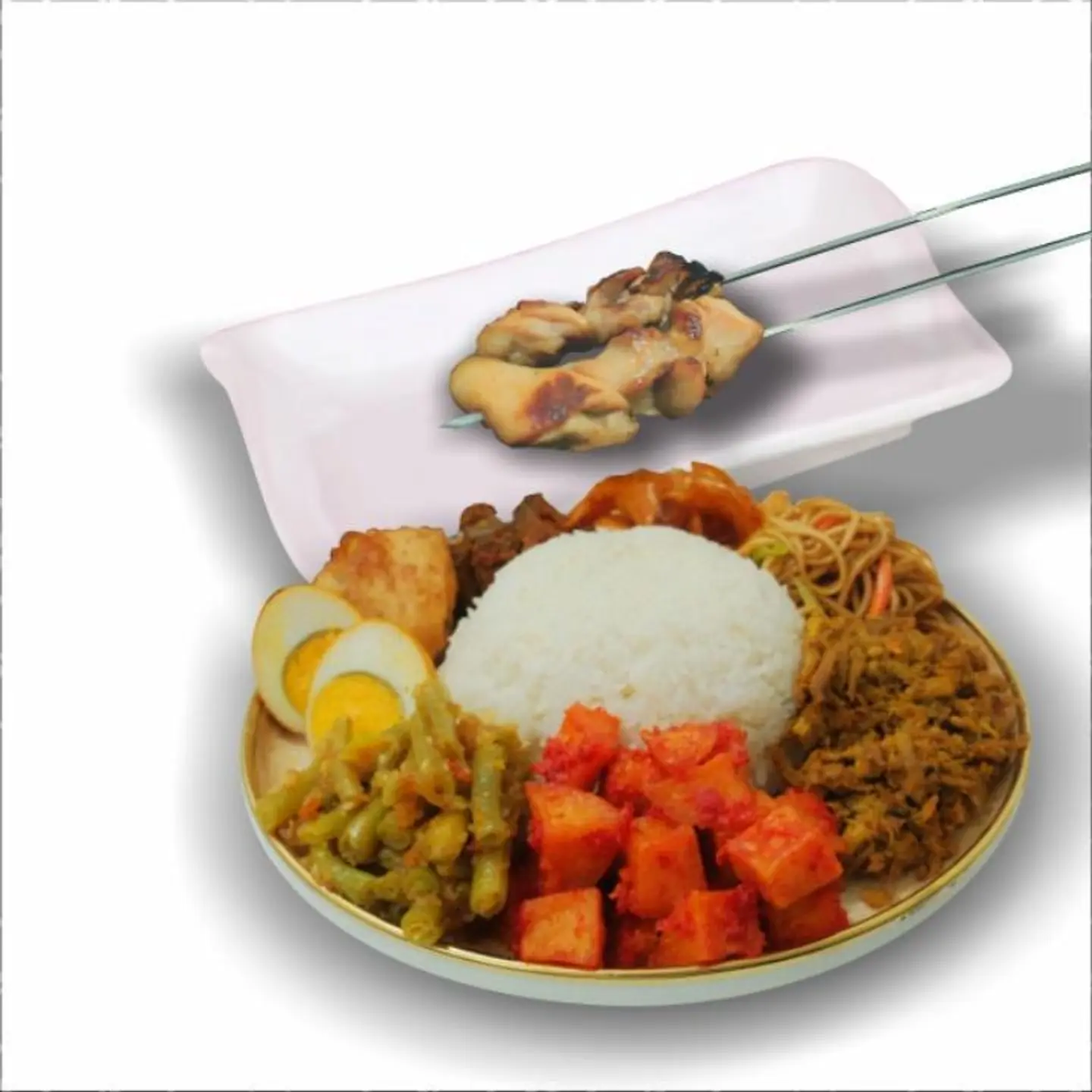 Mix Rice With Satay