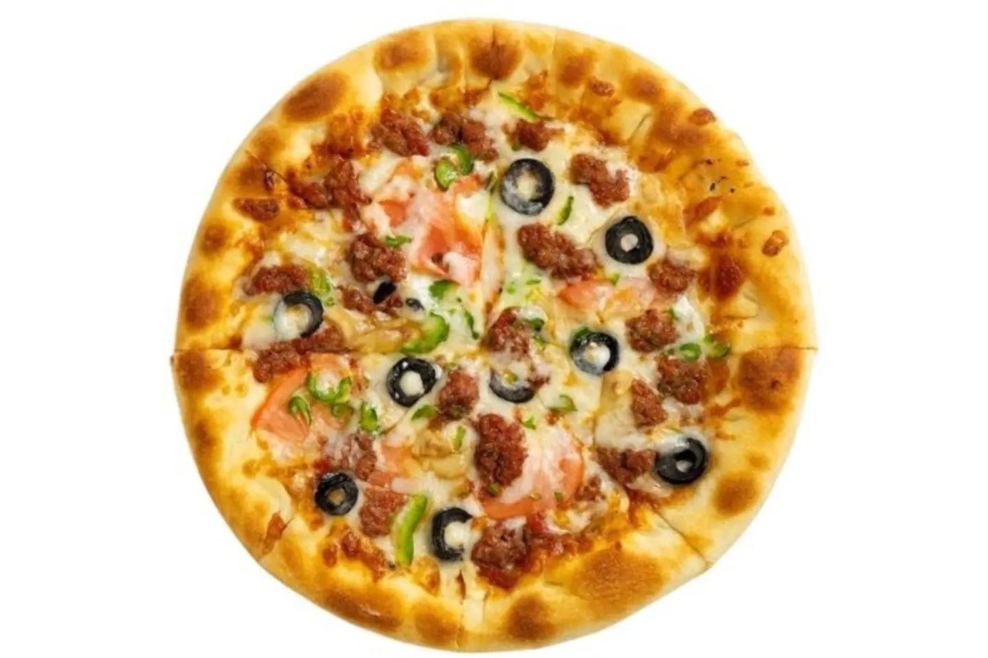 Vegetable Pizza With Meat And Cheese Crust