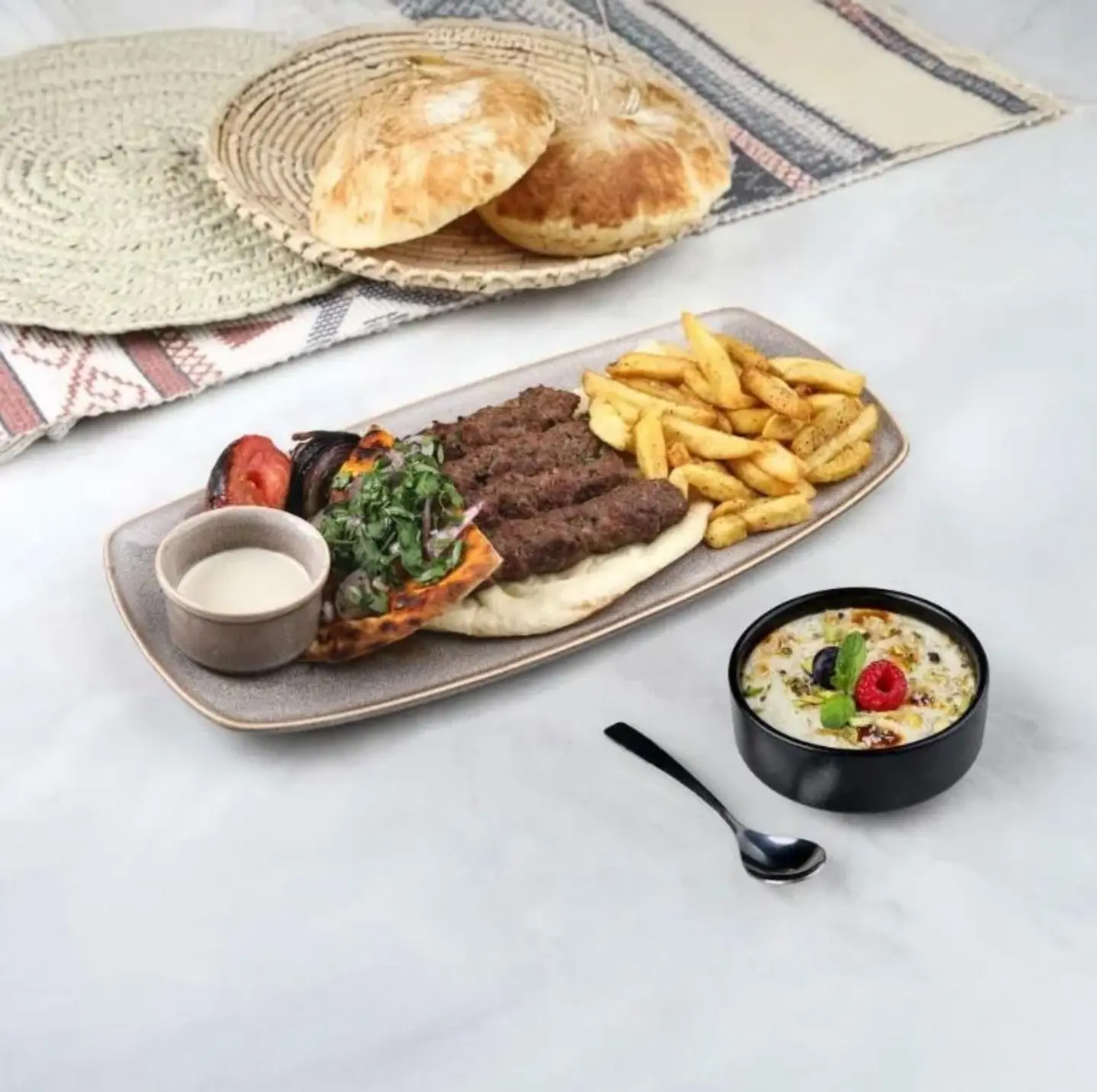 Individual Meat Kebab Meal Om Ali